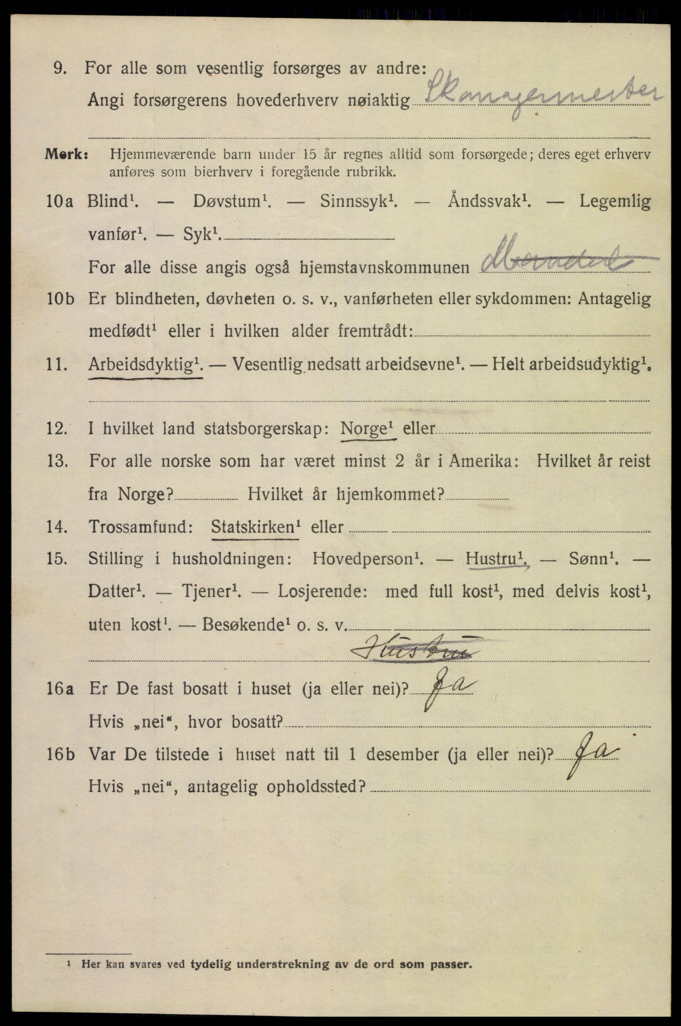 SAK, 1920 census for Mandal, 1920, p. 7310
