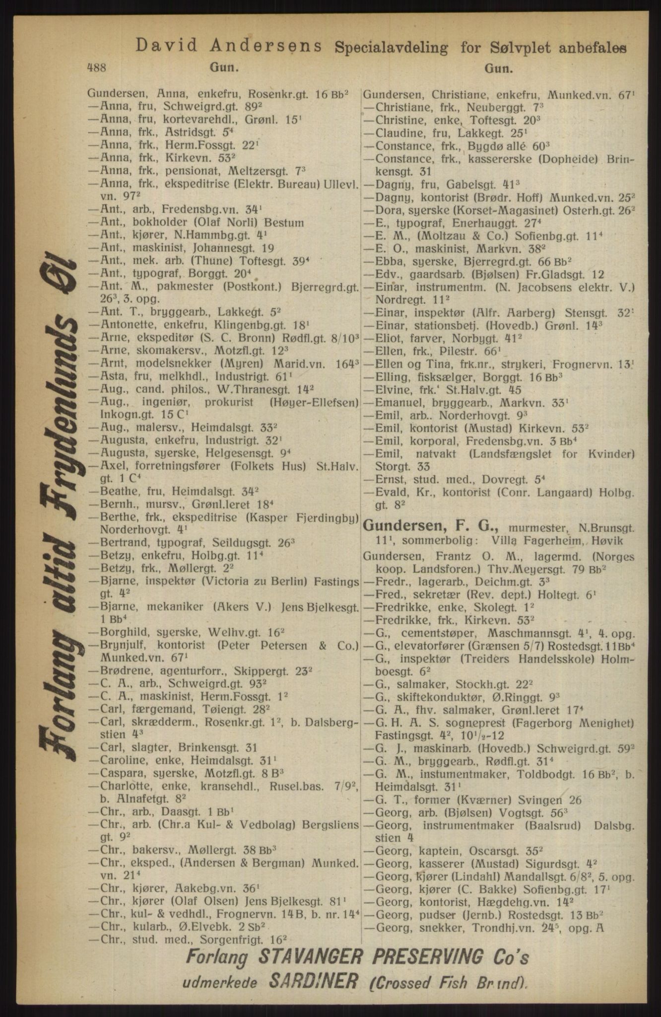 Kristiania/Oslo adressebok, PUBL/-, 1914, p. 488