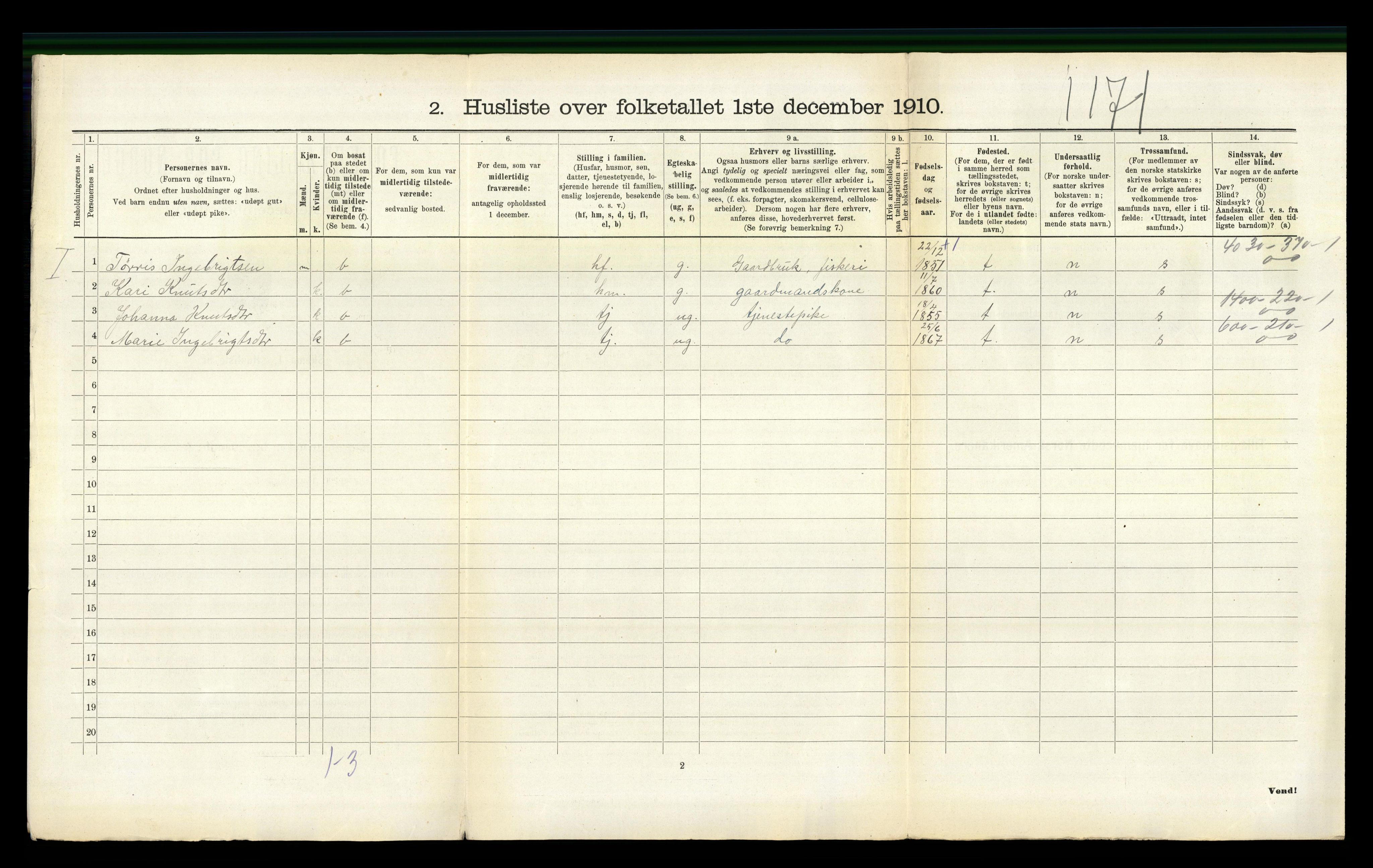 RA, 1910 census for Austevoll, 1910, p. 375