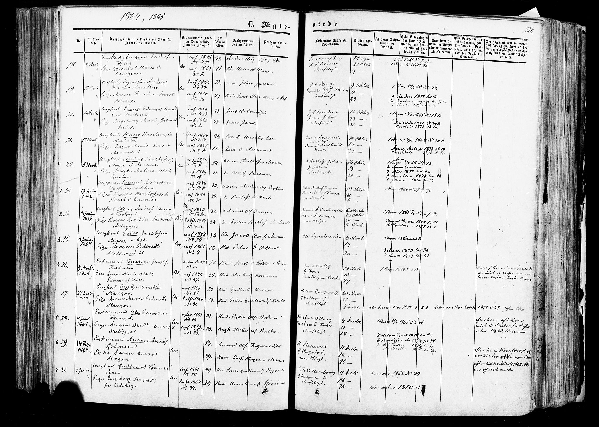 Aurskog prestekontor Kirkebøker, SAO/A-10304a/F/Fa/L0007: Parish register (official) no. I 7, 1854-1877, p. 224