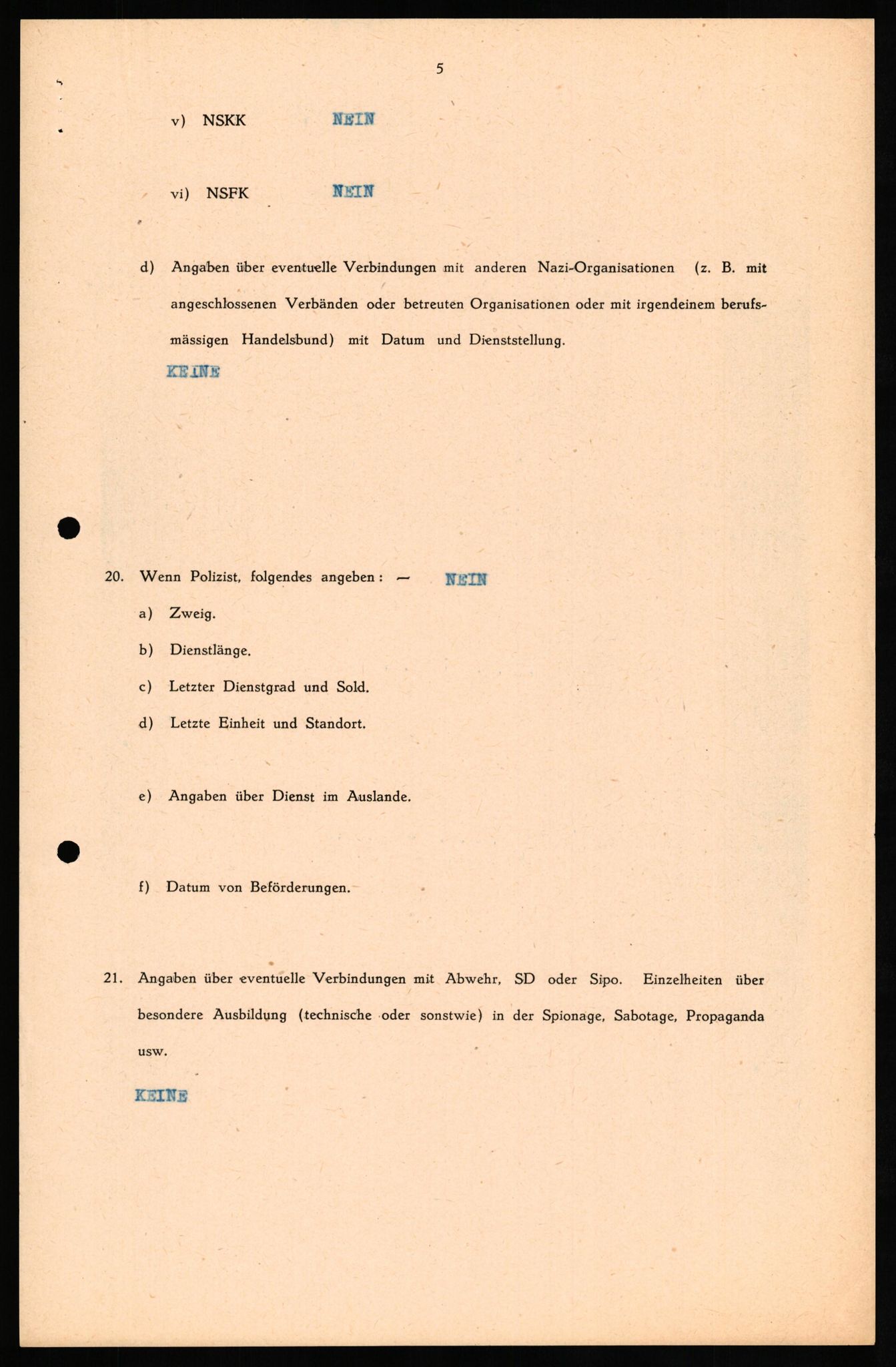 Forsvaret, Forsvarets overkommando II, RA/RAFA-3915/D/Db/L0029: CI Questionaires. Tyske okkupasjonsstyrker i Norge. Tyskere., 1945-1946, p. 225