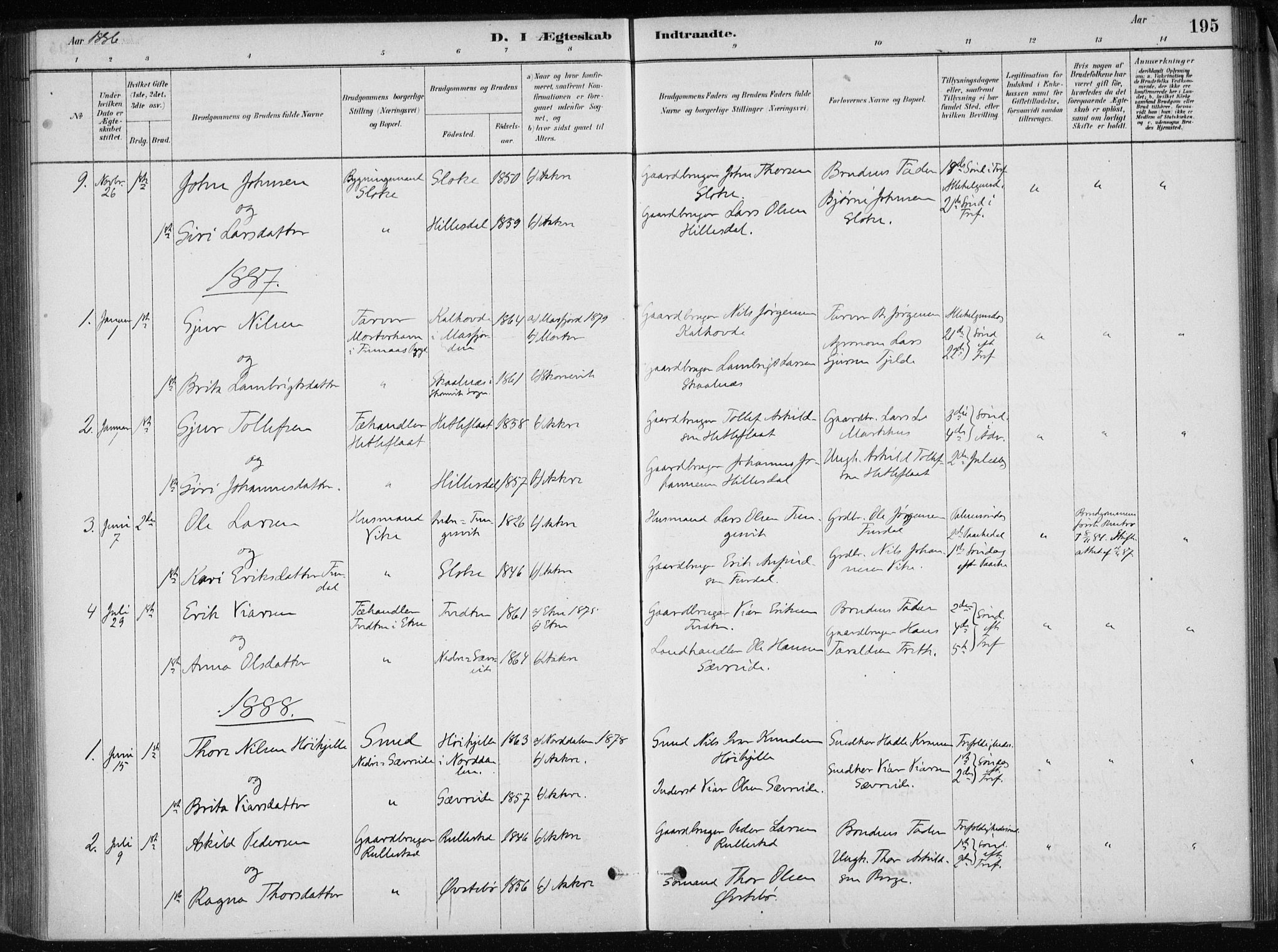 Skånevik sokneprestembete, SAB/A-77801/H/Haa: Parish register (official) no. E  1, 1879-1901, p. 195