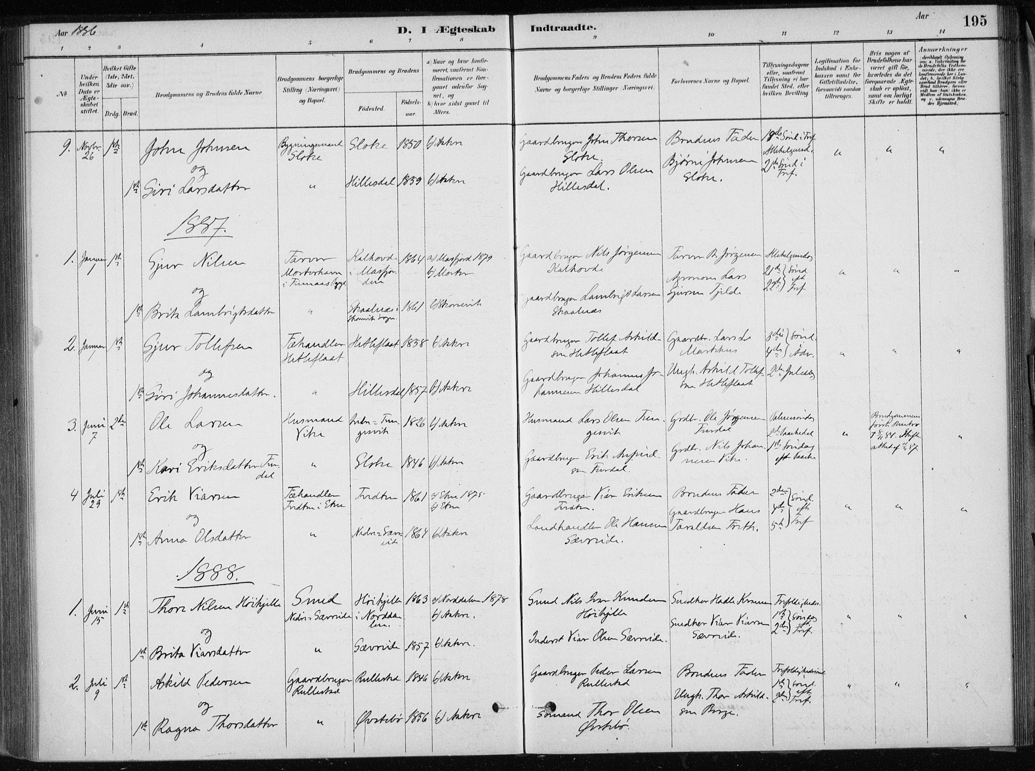 Skånevik sokneprestembete, AV/SAB-A-77801/H/Haa: Parish register (official) no. E  1, 1879-1901, p. 195