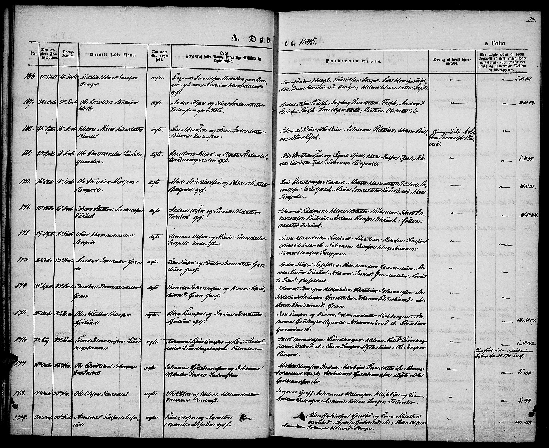 Vestre Toten prestekontor, SAH/PREST-108/H/Ha/Haa/L0004: Parish register (official) no. 4, 1844-1849, p. 23