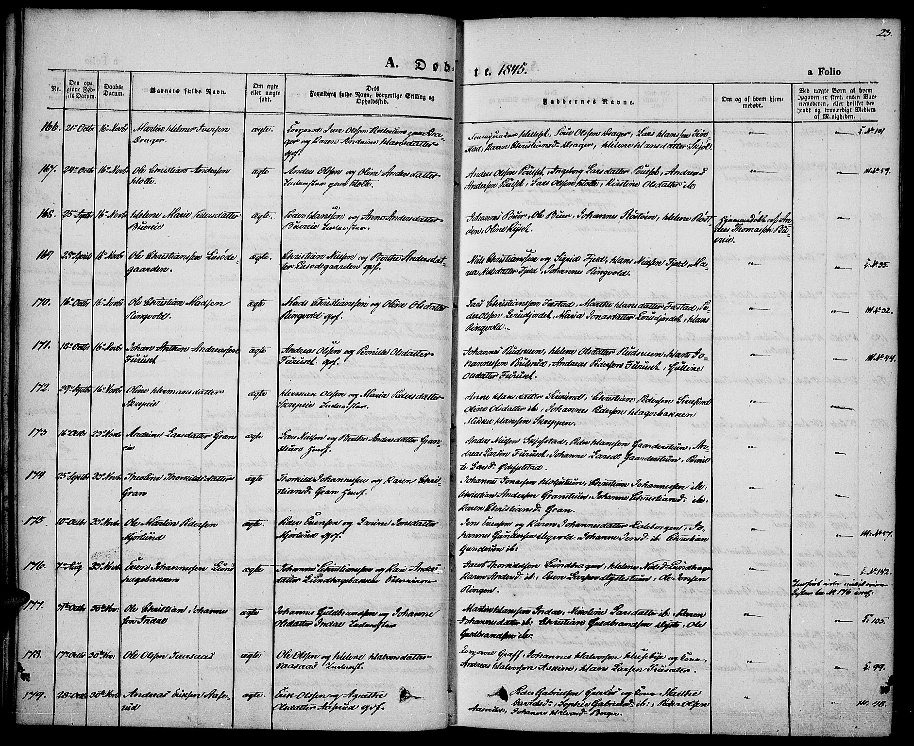 Vestre Toten prestekontor, AV/SAH-PREST-108/H/Ha/Haa/L0004: Parish register (official) no. 4, 1844-1849, p. 23