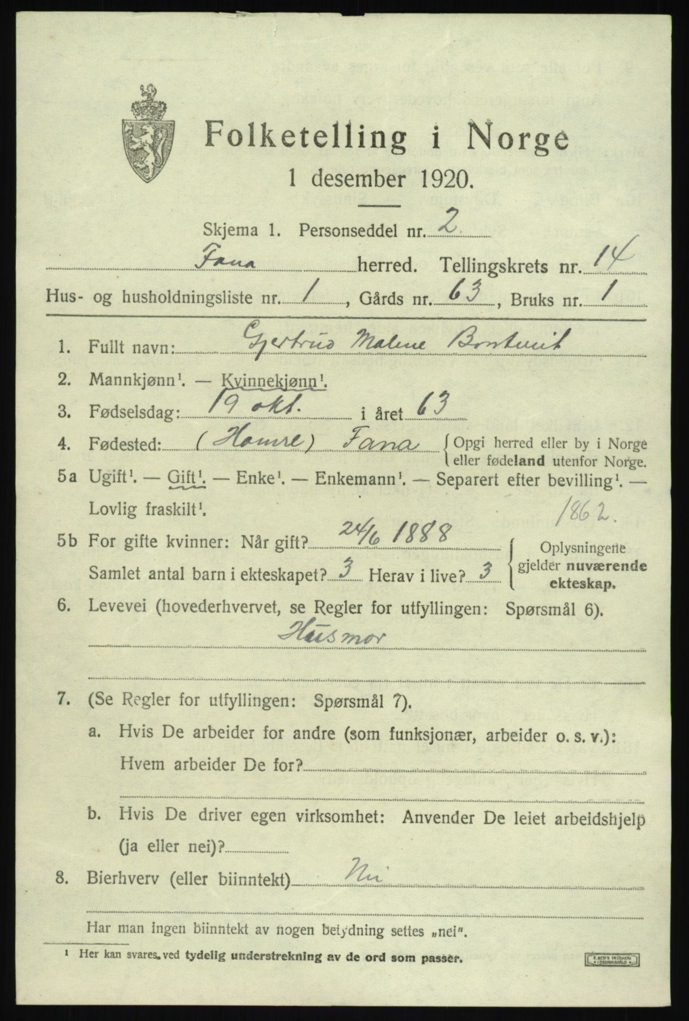 SAB, 1920 census for Fana, 1920, p. 20555