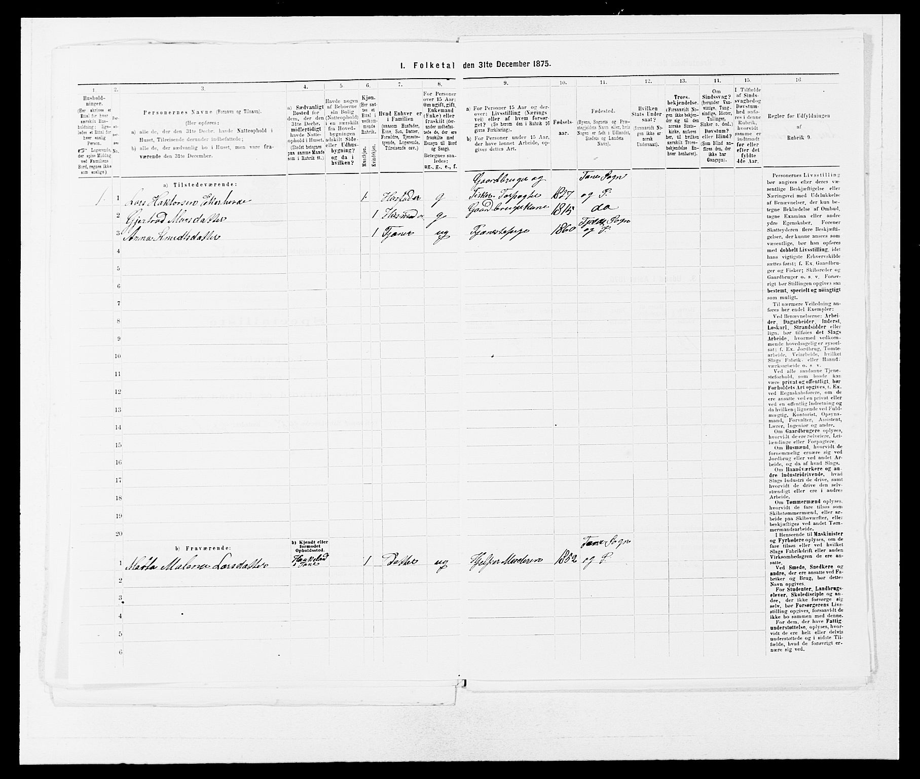SAB, 1875 census for 1246P Fjell, 1875, p. 884