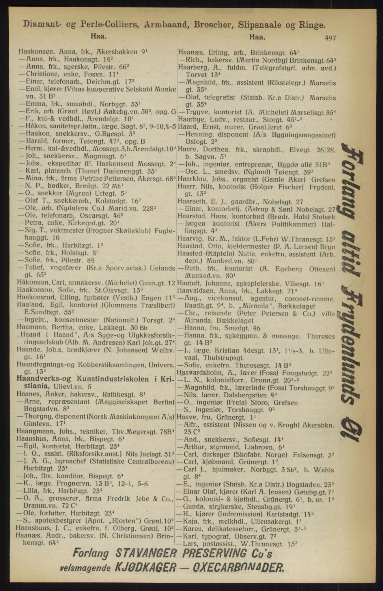 Kristiania/Oslo adressebok, PUBL/-, 1914, p. 497