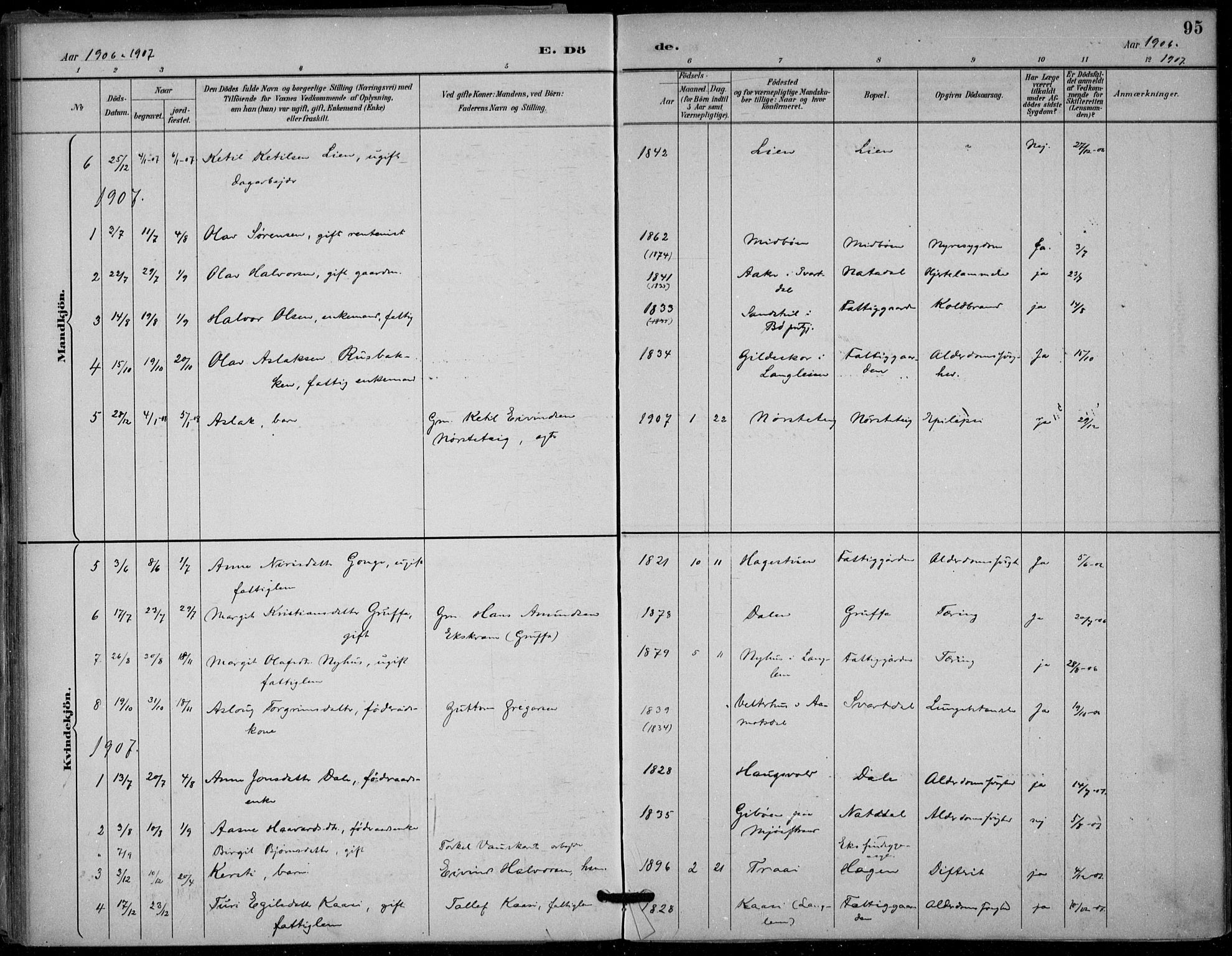 Seljord kirkebøker, SAKO/A-20/F/Fb/L0002: Parish register (official) no. II 2, 1887-1917, p. 95