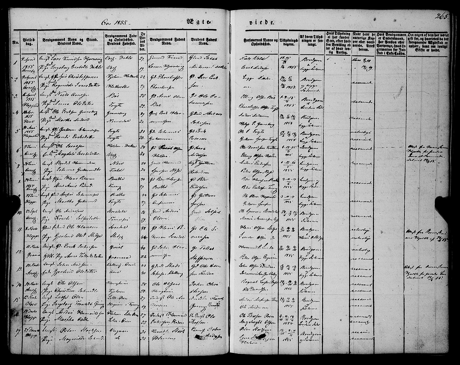 Vik sokneprestembete, AV/SAB-A-81501/H/Haa/Haaa/L0008: Parish register (official) no. A 8, 1846-1865, p. 265