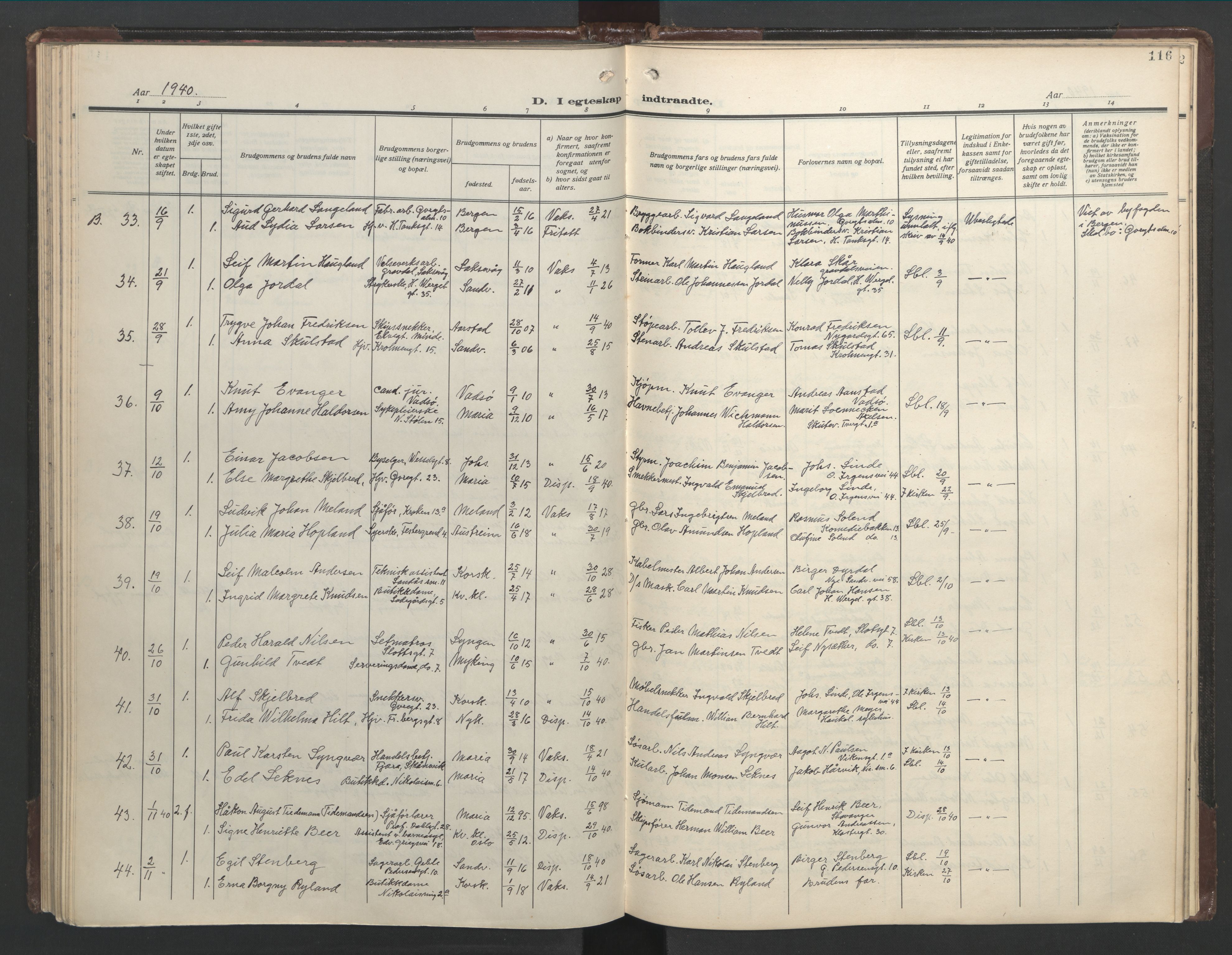 Mariakirken Sokneprestembete, AV/SAB-A-76901/H/Hab/L0011: Parish register (copy) no. A 11, 1938-1955, p. 115b-116a