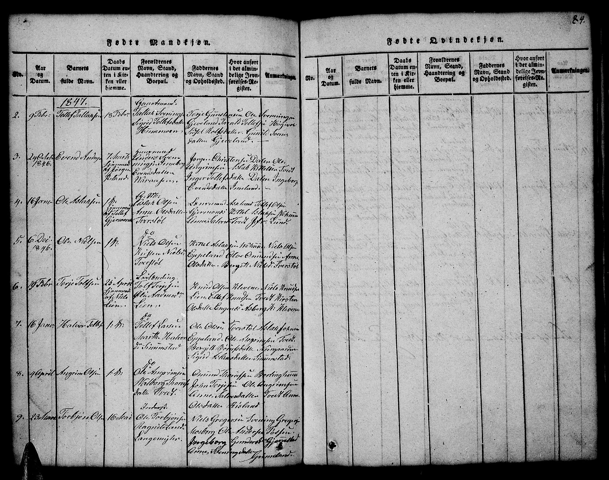 Åmli sokneprestkontor, AV/SAK-1111-0050/F/Fb/Fbc/L0001: Parish register (copy) no. B 1, 1816-1867, p. 84