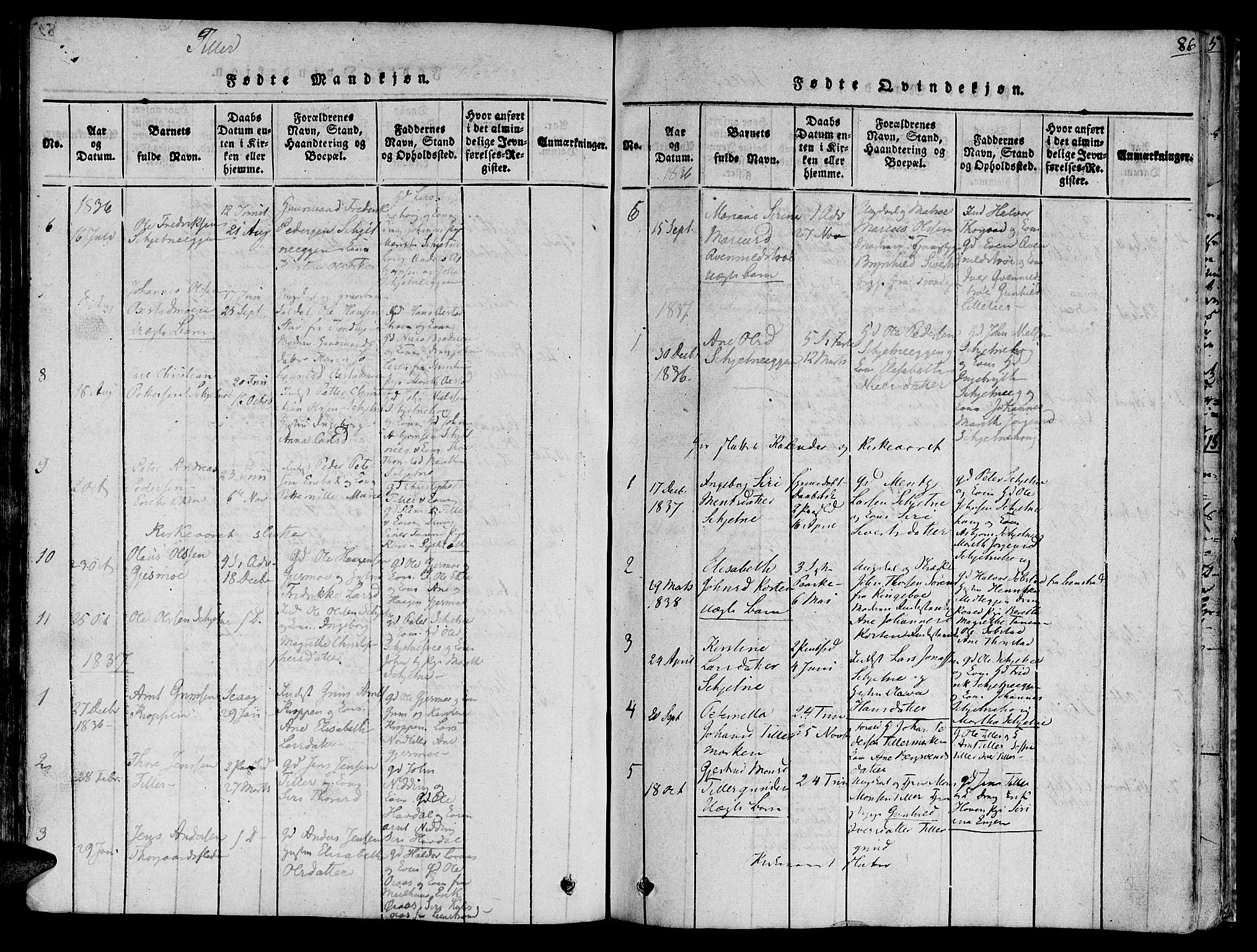 Ministerialprotokoller, klokkerbøker og fødselsregistre - Sør-Trøndelag, SAT/A-1456/618/L0440: Parish register (official) no. 618A04 /2, 1816-1843, p. 86