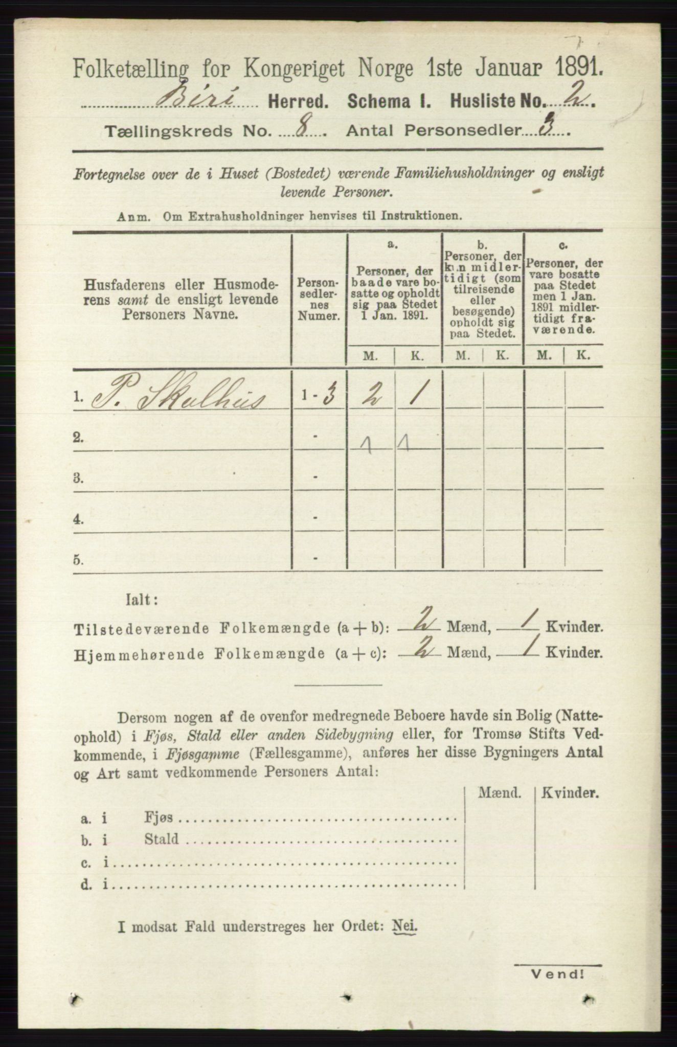 RA, 1891 census for 0525 Biri, 1891, p. 2838