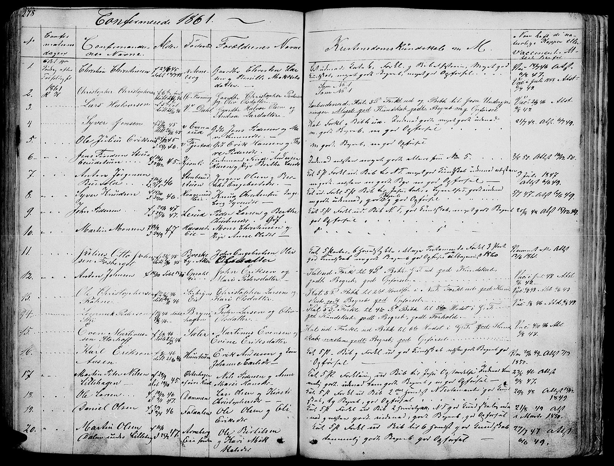 Romedal prestekontor, AV/SAH-PREST-004/L/L0009: Parish register (copy) no. 9, 1846-1866, p. 278