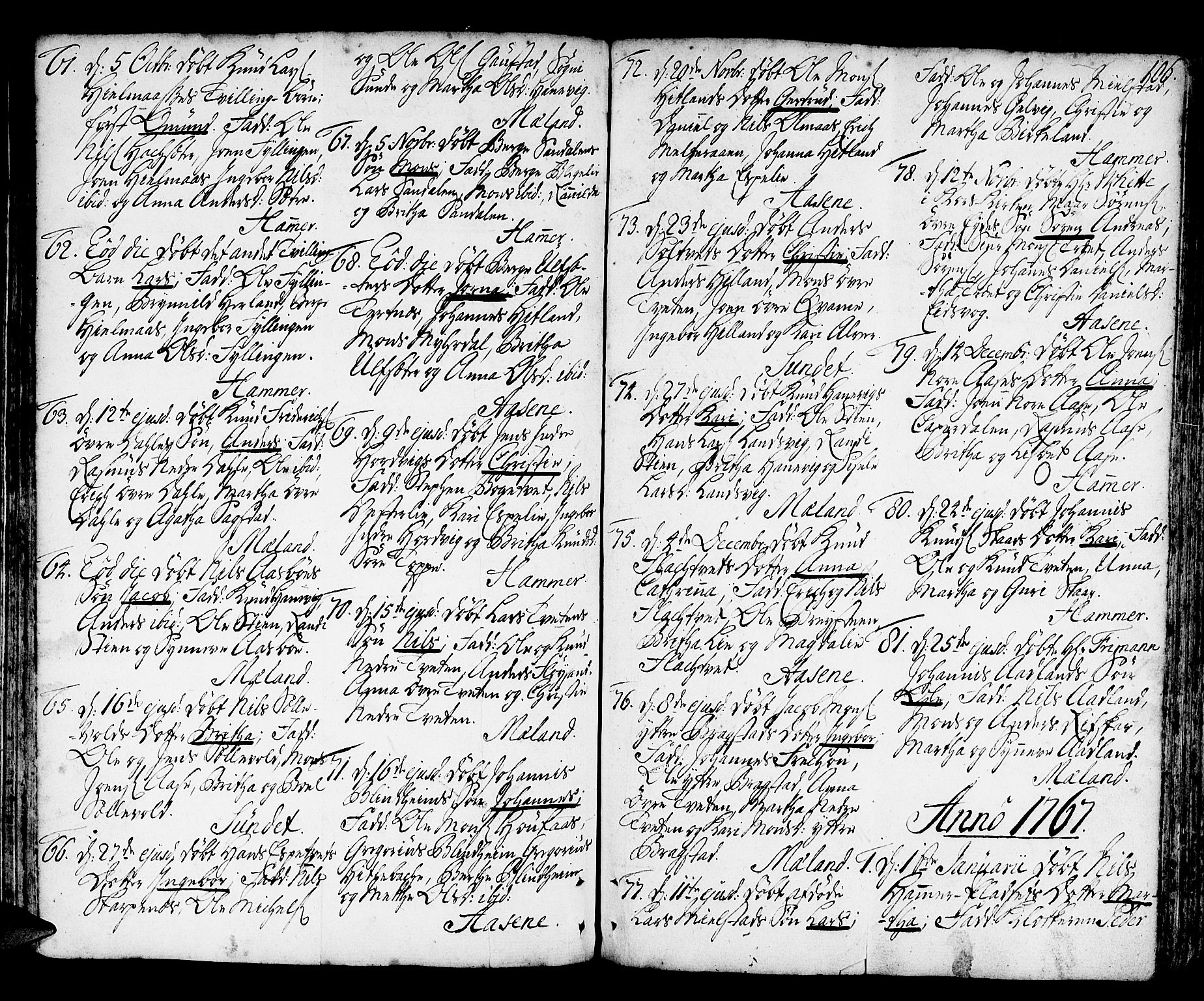 Hamre sokneprestembete, SAB/A-75501/H/Ha/Haa/Haaa/L0007: Parish register (official) no. A 7, 1762-1777, p. 106