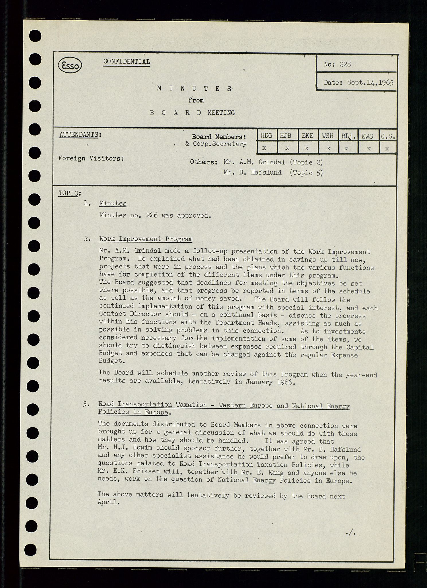 Pa 0982 - Esso Norge A/S, AV/SAST-A-100448/A/Aa/L0002/0001: Den administrerende direksjon Board minutes (styrereferater) / Den administrerende direksjon Board minutes (styrereferater), 1965, p. 53