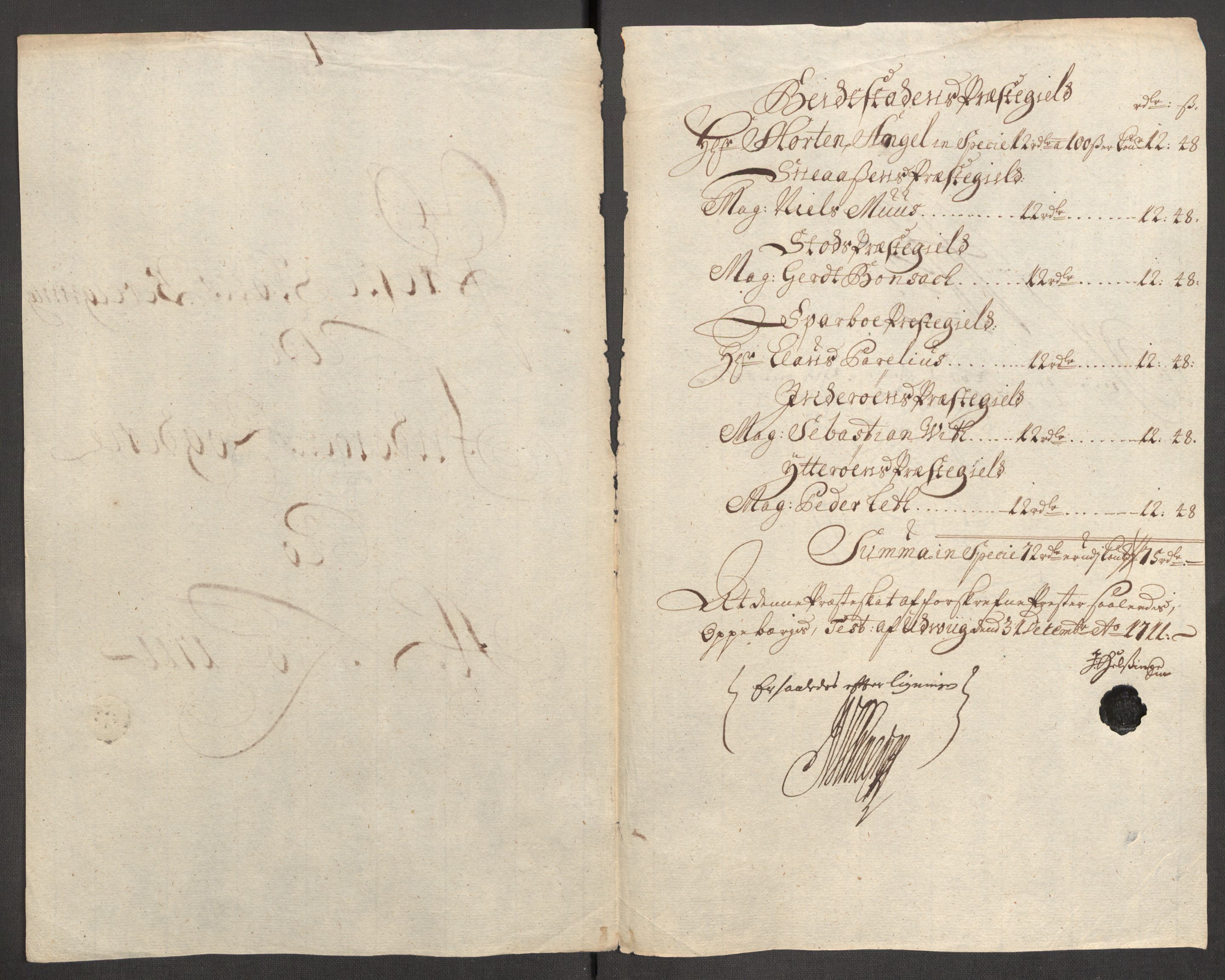 Rentekammeret inntil 1814, Reviderte regnskaper, Fogderegnskap, RA/EA-4092/R63/L4319: Fogderegnskap Inderøy, 1711, p. 127