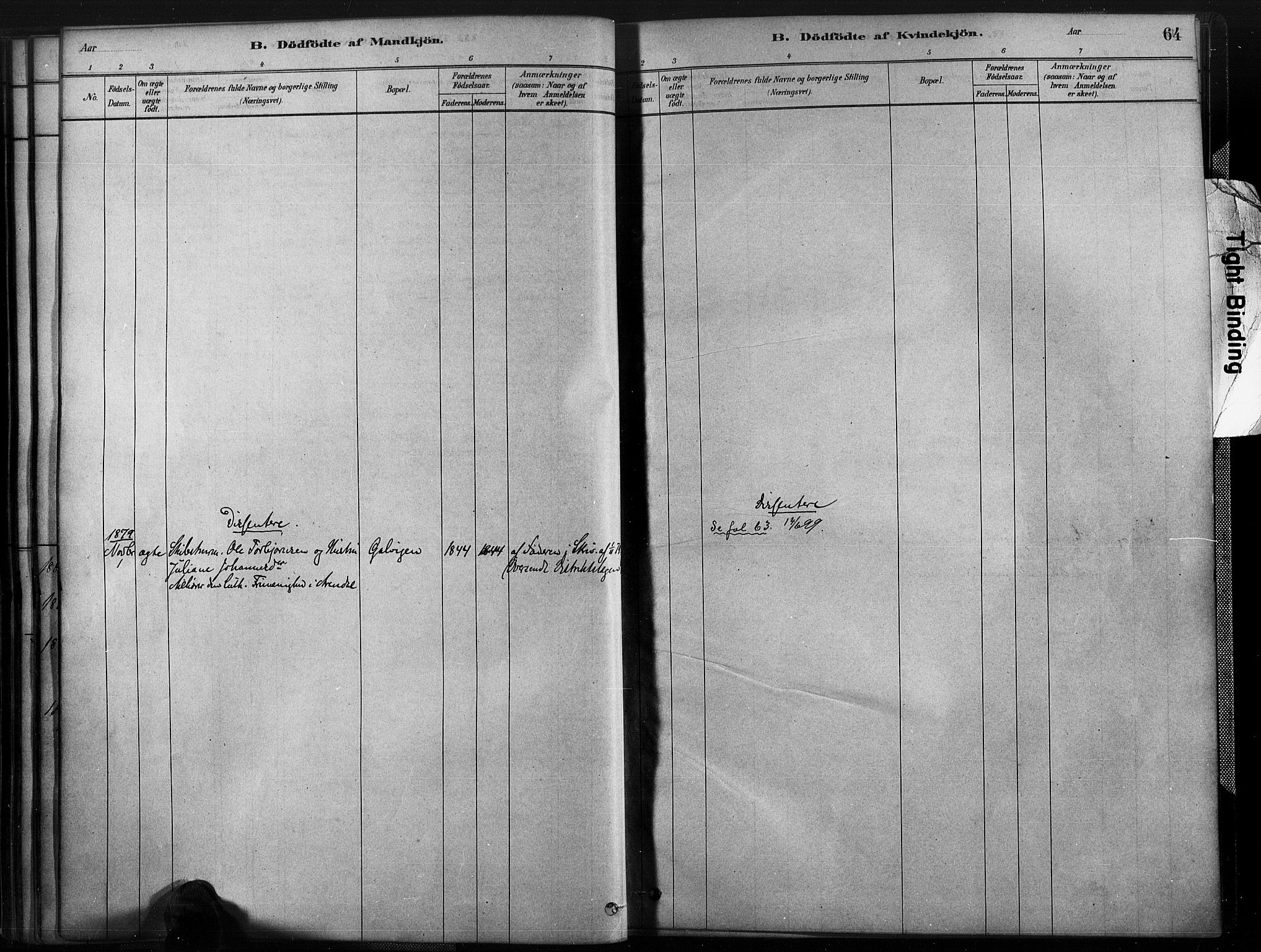 Austre Moland sokneprestkontor, SAK/1111-0001/F/Fa/Fab/L0001: Parish register (official) no. A 1, 1878-1898, p. 64