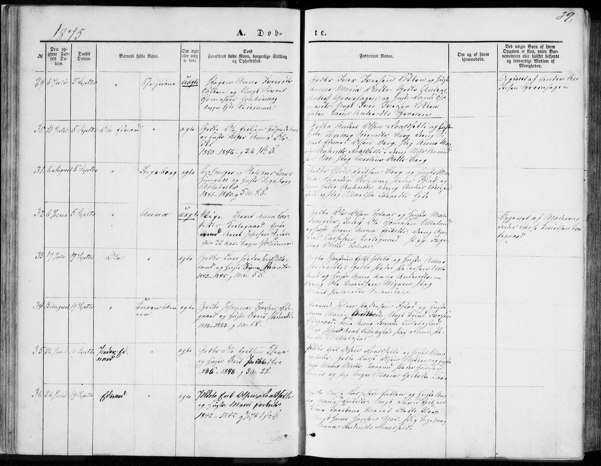 Ministerialprotokoller, klokkerbøker og fødselsregistre - Møre og Romsdal, AV/SAT-A-1454/557/L0681: Parish register (official) no. 557A03, 1869-1886, p. 39