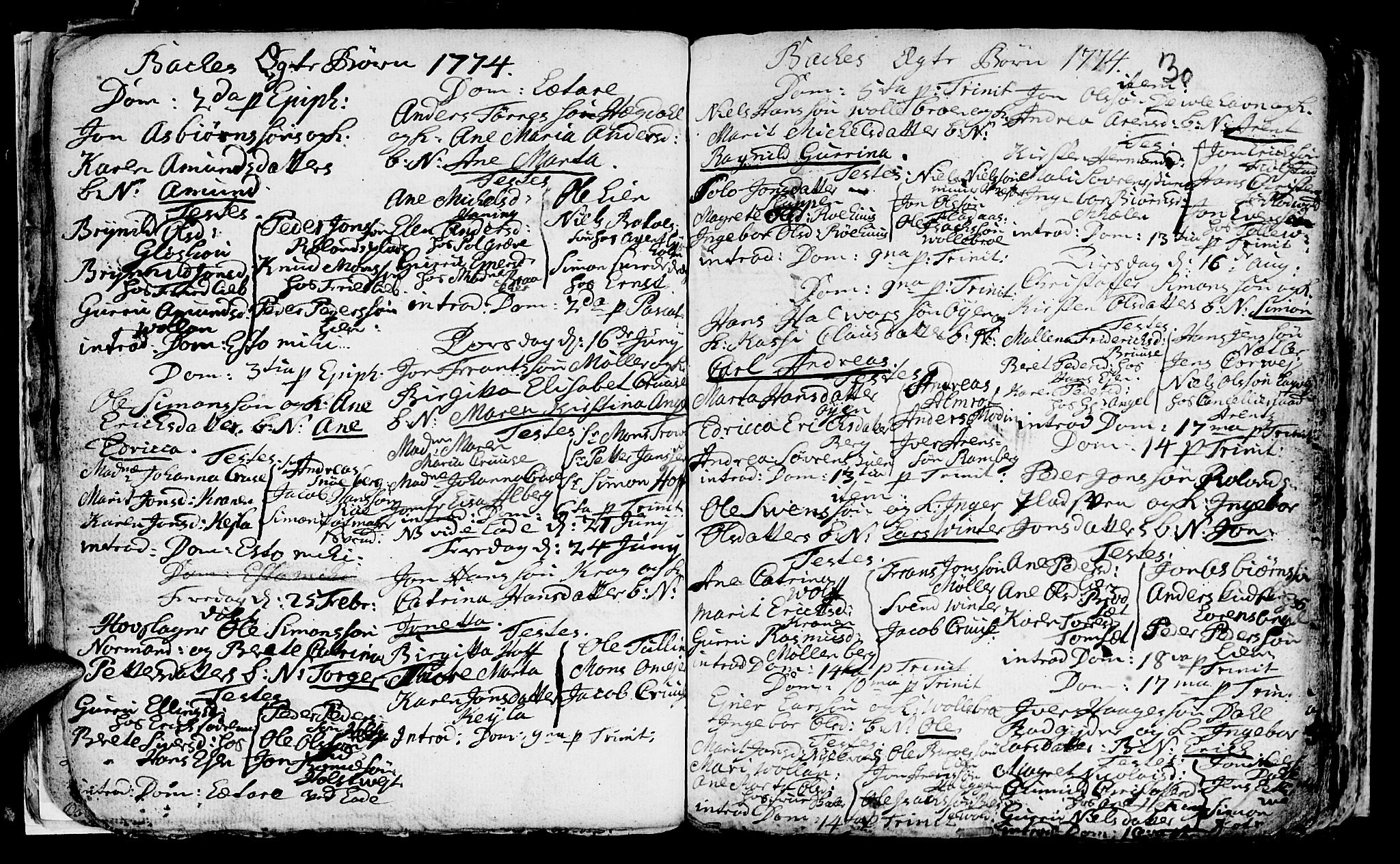 Ministerialprotokoller, klokkerbøker og fødselsregistre - Sør-Trøndelag, SAT/A-1456/604/L0218: Parish register (copy) no. 604C01, 1754-1819, p. 30