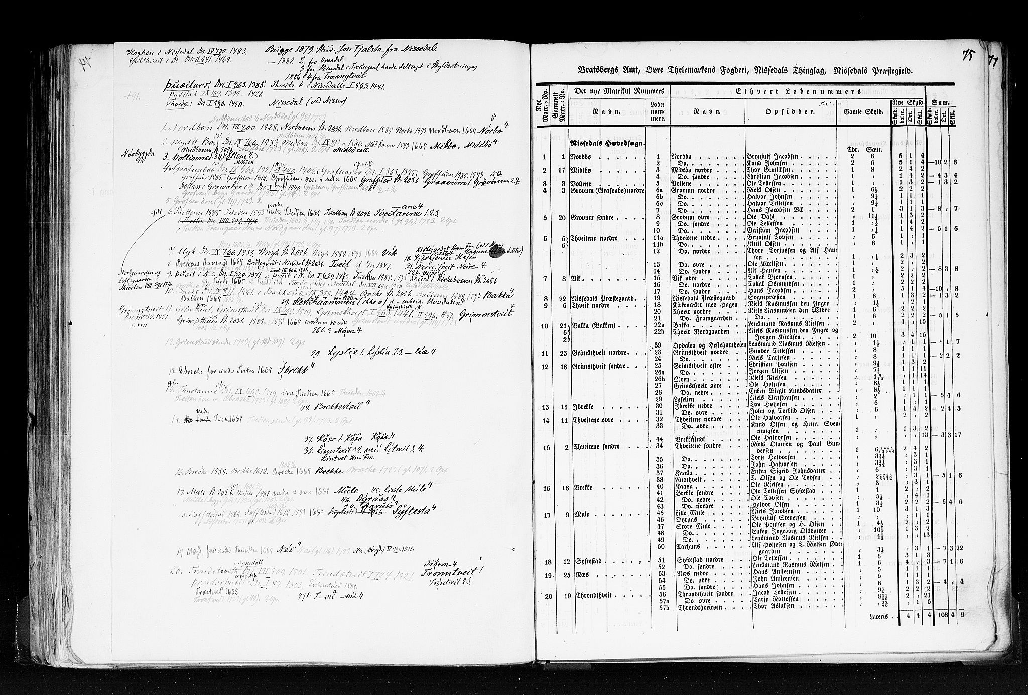 Rygh, RA/PA-0034/F/Fb/L0007: Matrikkelen for 1838 - Bratsberg amt (Telemark fylke), 1838, p. 75a