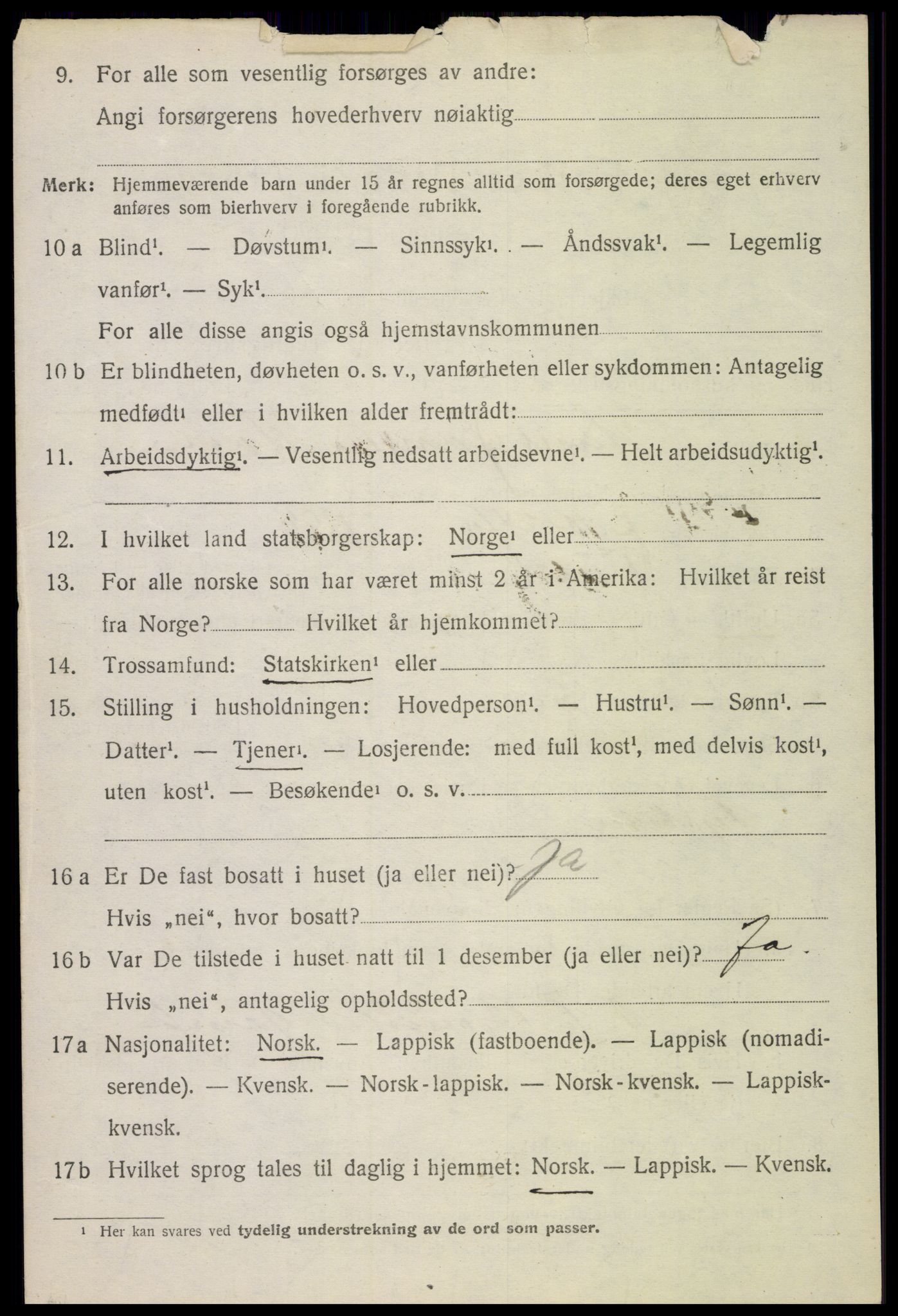 SAT, 1920 census for Sortland, 1920, p. 4823