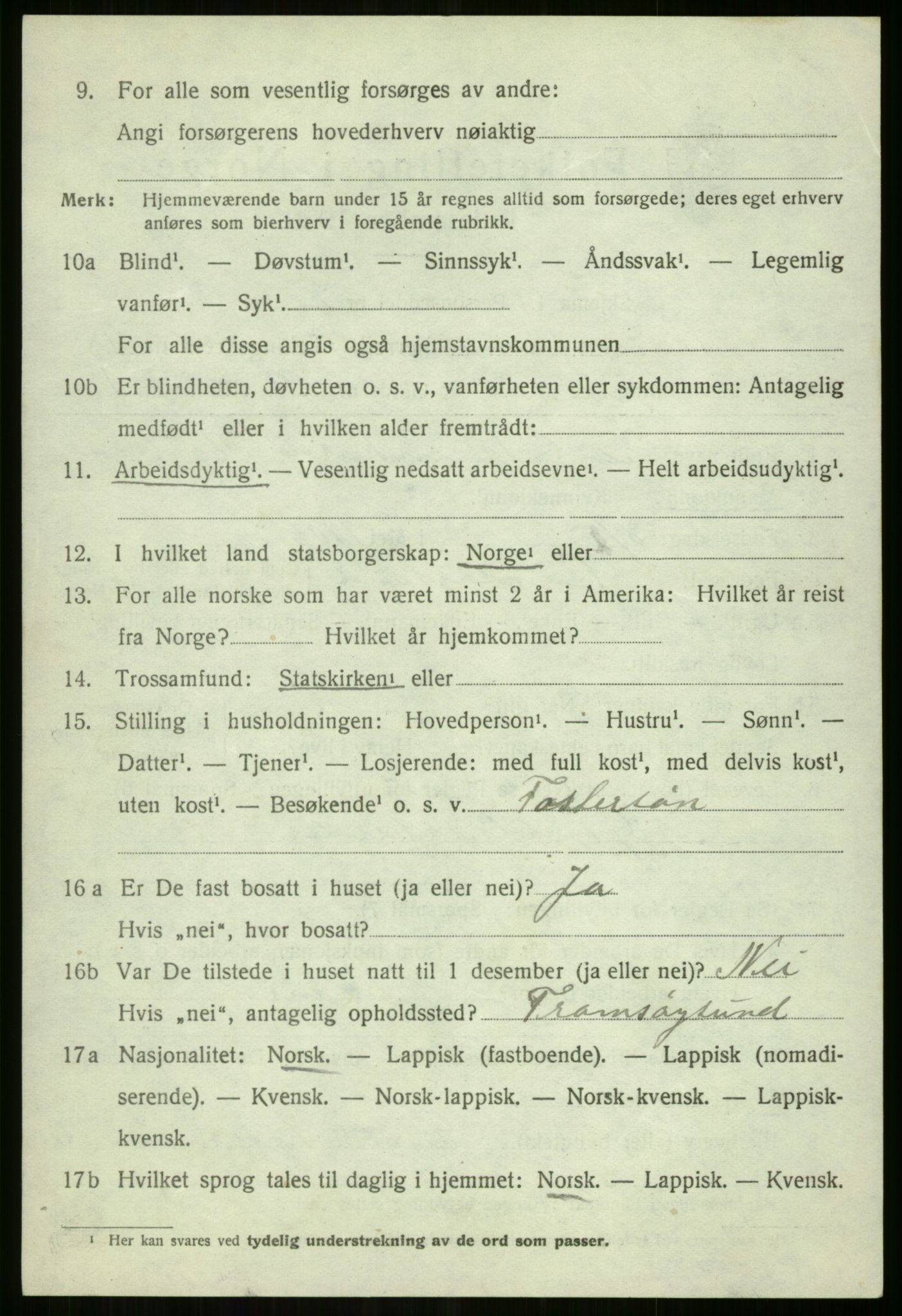 SATØ, 1920 census for Tromsøysund, 1920, p. 10185