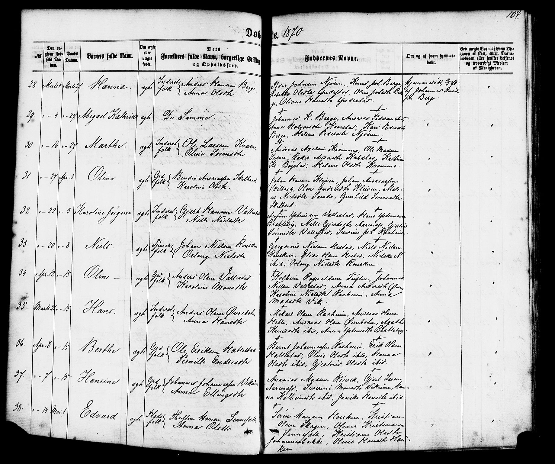 Gaular sokneprestembete, AV/SAB-A-80001/H/Haa: Parish register (official) no. A 5, 1860-1881, p. 104