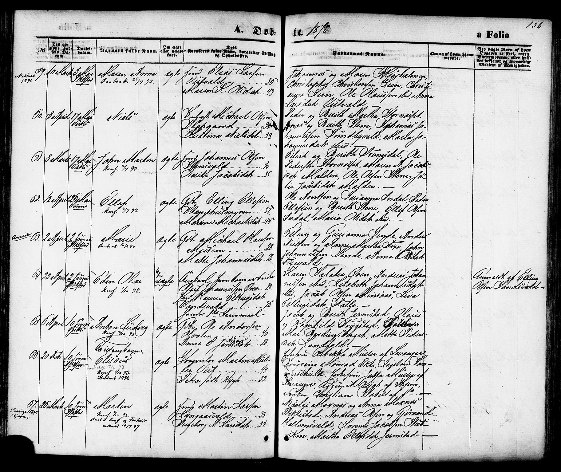 Ministerialprotokoller, klokkerbøker og fødselsregistre - Nord-Trøndelag, AV/SAT-A-1458/723/L0242: Parish register (official) no. 723A11, 1870-1880, p. 156