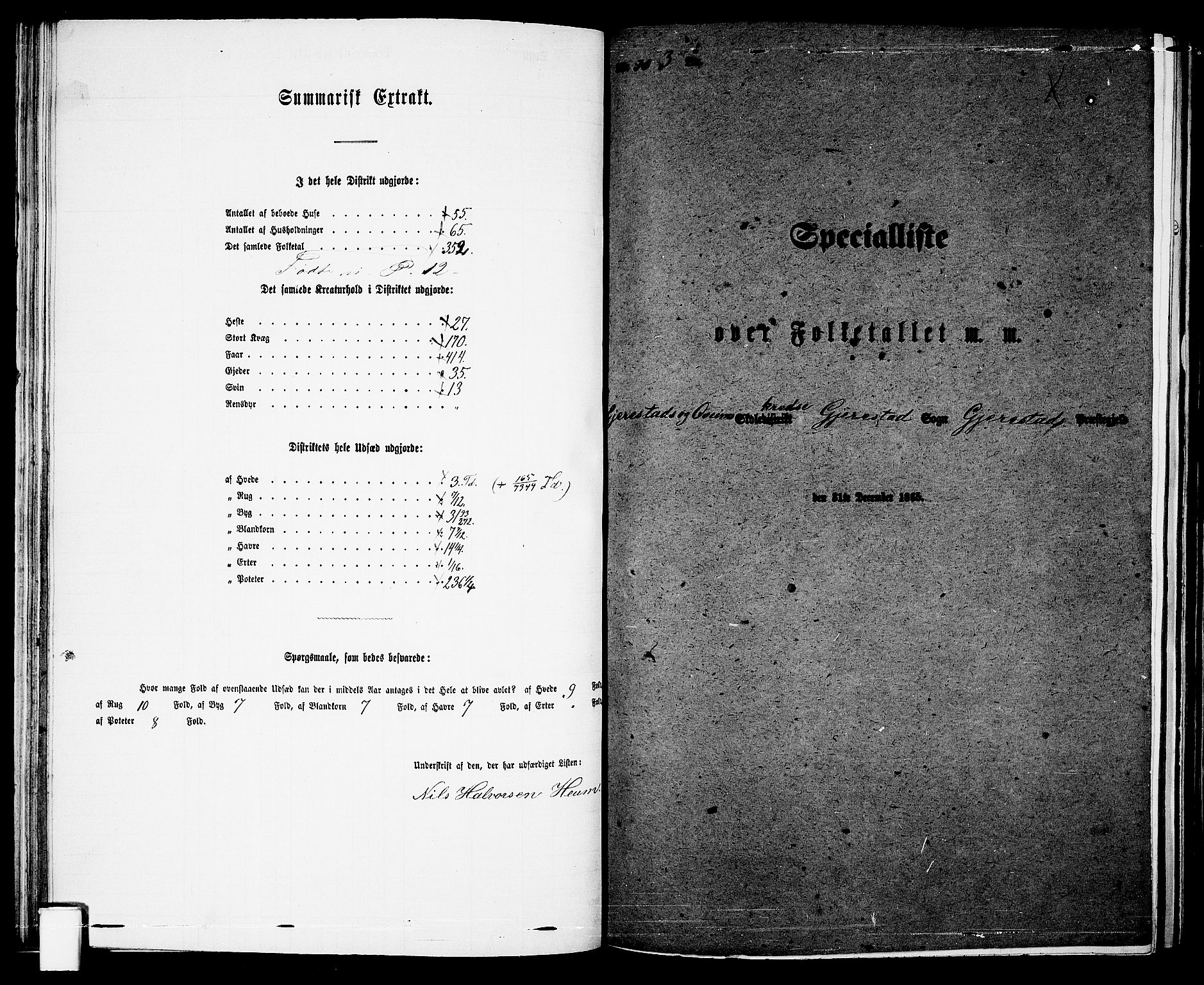 RA, 1865 census for Gjerstad, 1865, p. 48