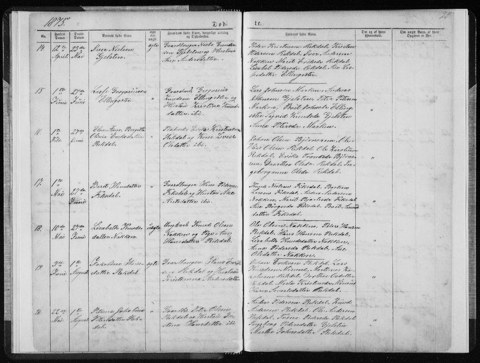 Ministerialprotokoller, klokkerbøker og fødselsregistre - Møre og Romsdal, AV/SAT-A-1454/540/L0541: Parish register (copy) no. 540C01, 1867-1920, p. 20