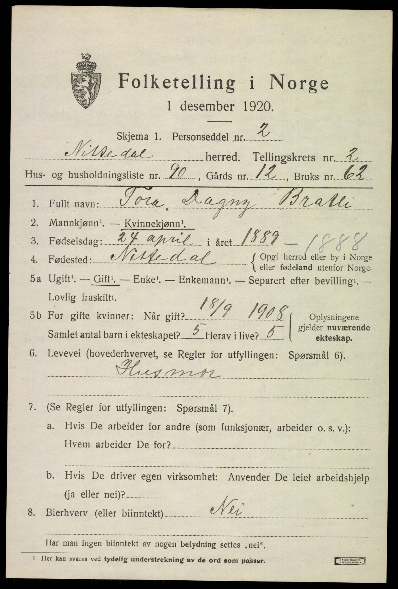SAO, 1920 census for Nittedal, 1920, p. 2774