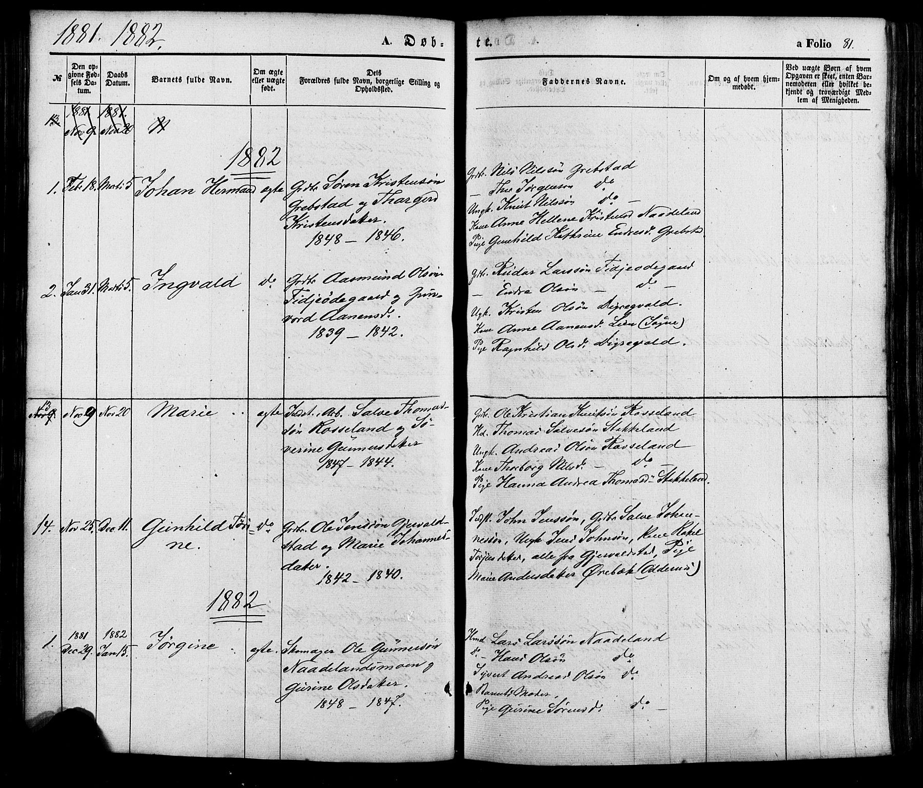 Søgne sokneprestkontor, AV/SAK-1111-0037/F/Fa/Faa/L0002: Parish register (official) no. A 2, 1854-1882, p. 81