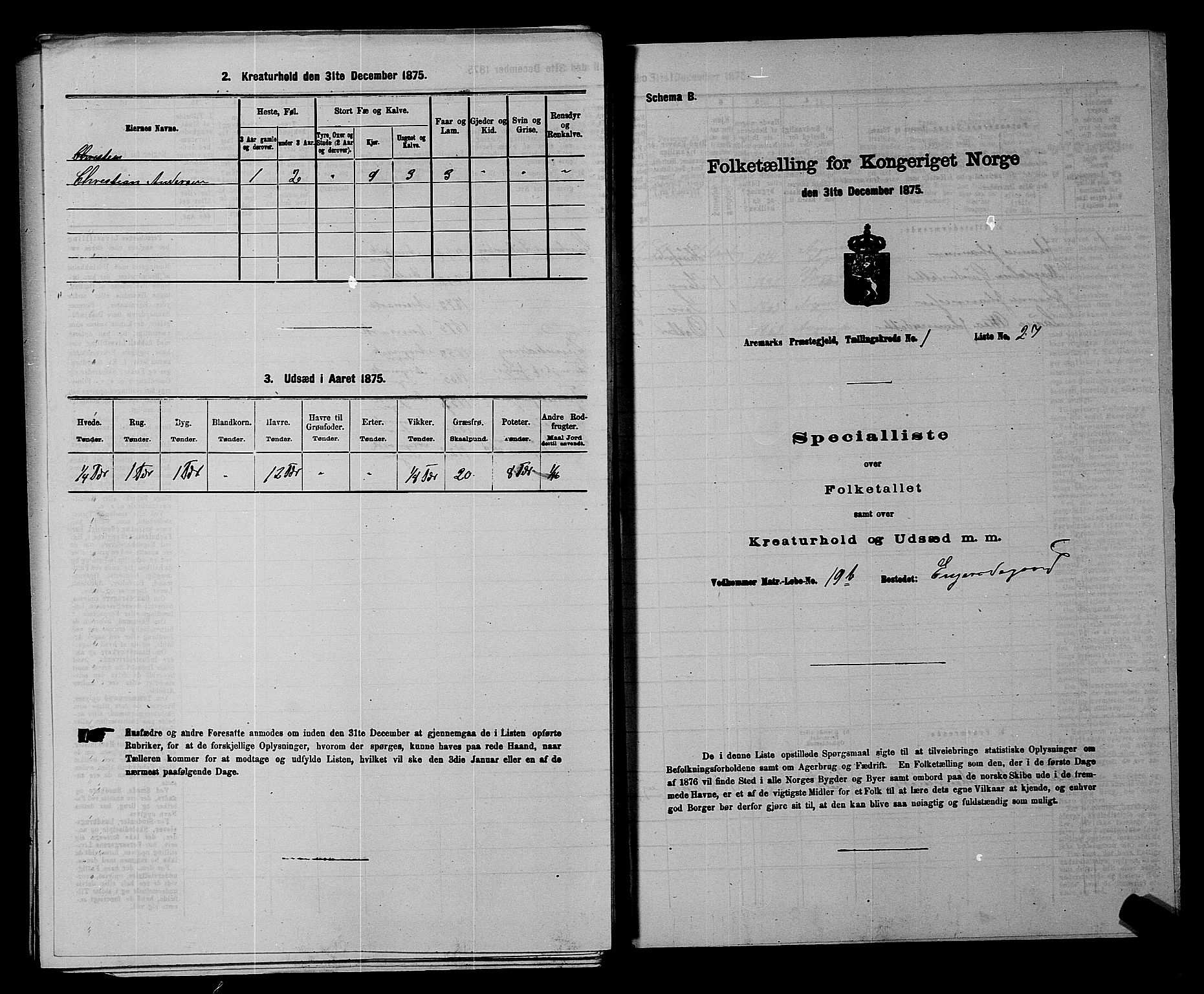 RA, 1875 census for 0118P Aremark, 1875, p. 202