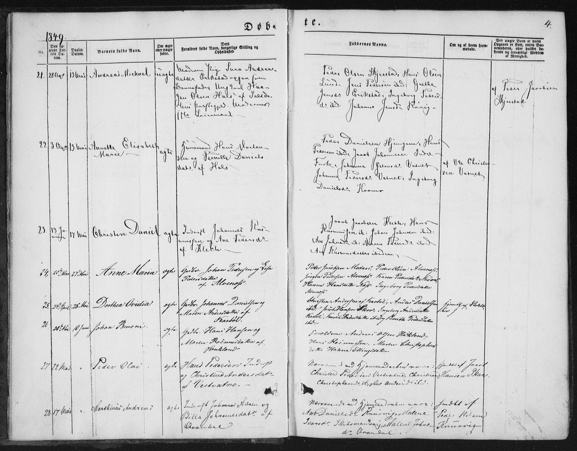 Ministerialprotokoller, klokkerbøker og fødselsregistre - Nordland, AV/SAT-A-1459/852/L0738: Parish register (official) no. 852A08, 1849-1865, p. 4