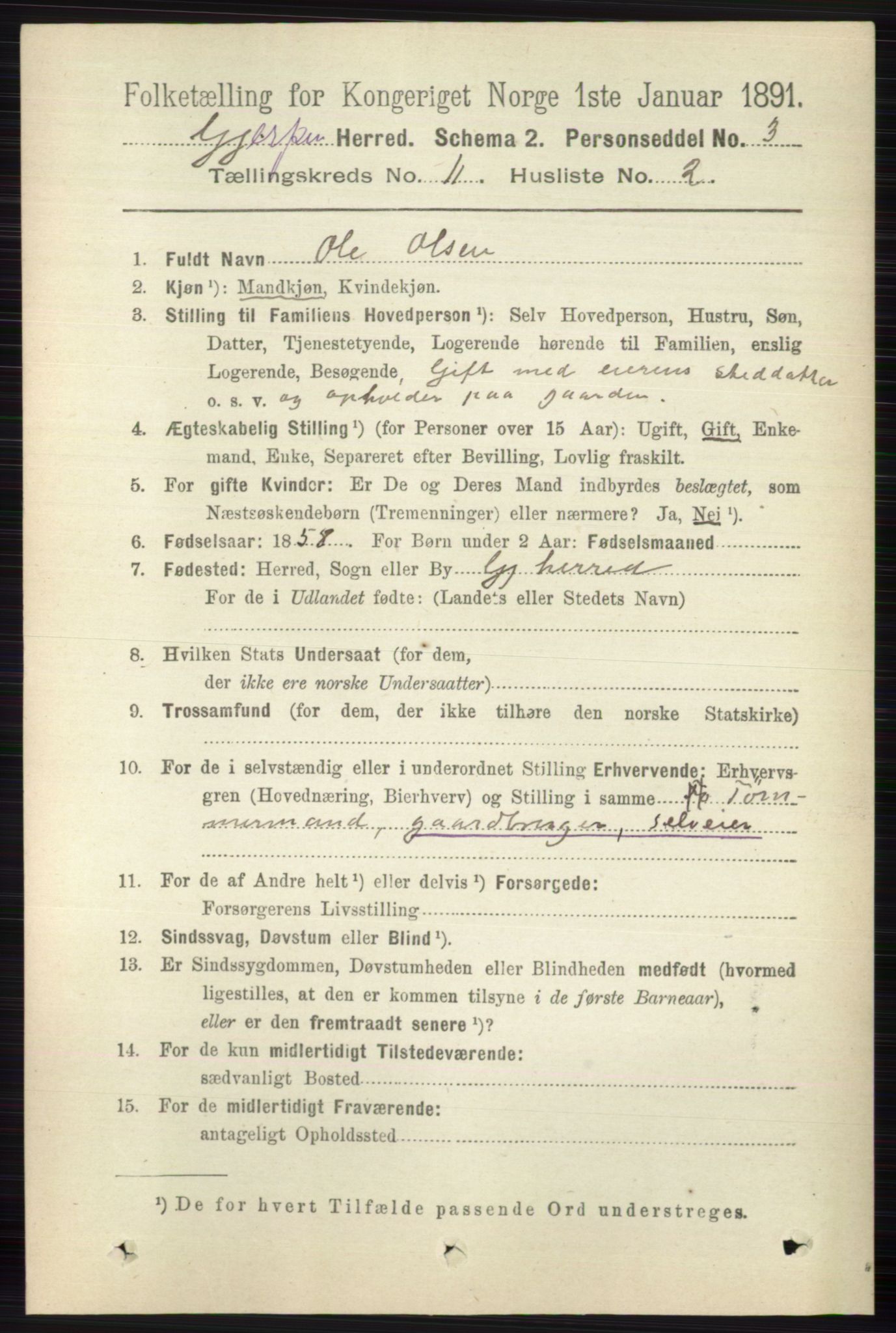 RA, 1891 census for 0812 Gjerpen, 1891, p. 6546