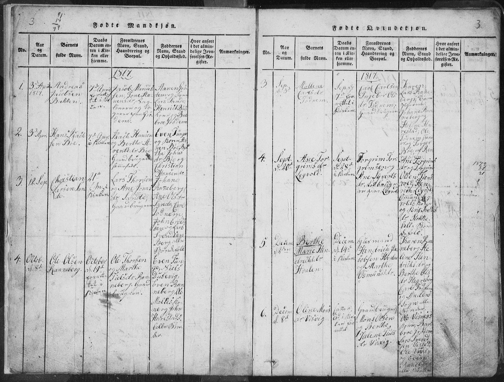 Hetland sokneprestkontor, SAST/A-101826/30/30BA/L0001: Parish register (official) no. A 1, 1816-1856, p. 3