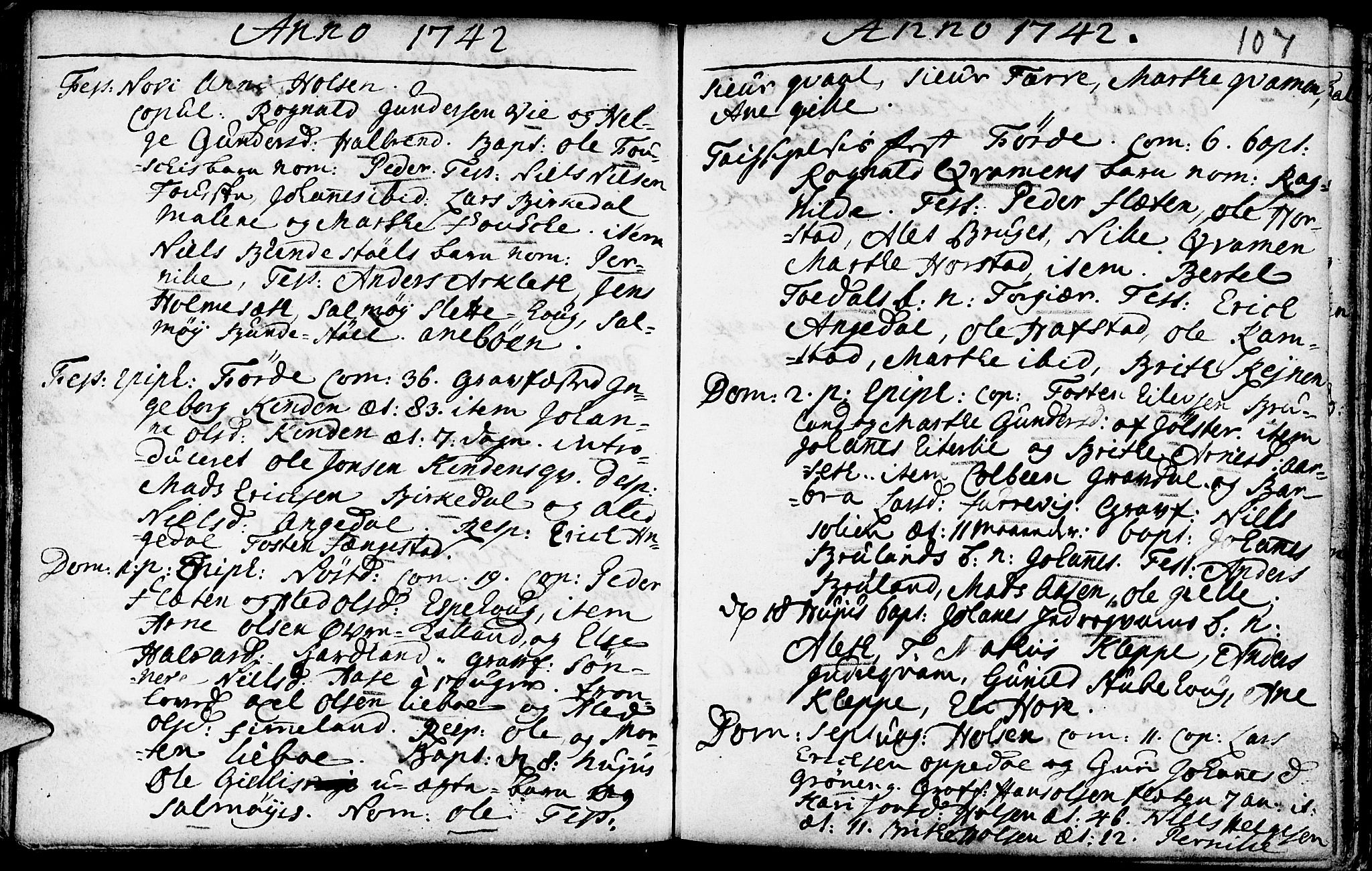 Førde sokneprestembete, SAB/A-79901/H/Haa/Haaa/L0002: Parish register (official) no. A 2, 1728-1748, p. 107