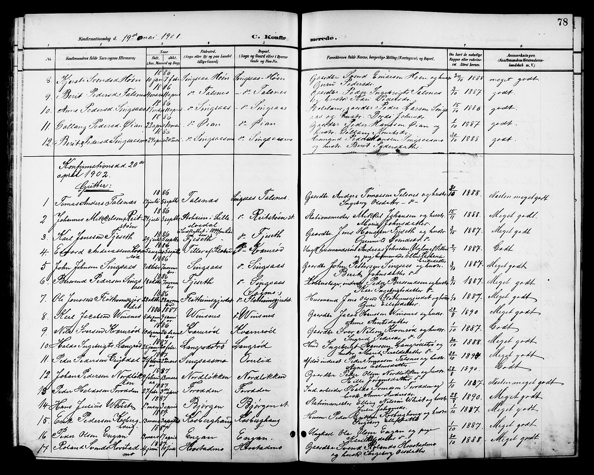 Ministerialprotokoller, klokkerbøker og fødselsregistre - Sør-Trøndelag, SAT/A-1456/688/L1029: Parish register (copy) no. 688C04, 1899-1915, p. 78