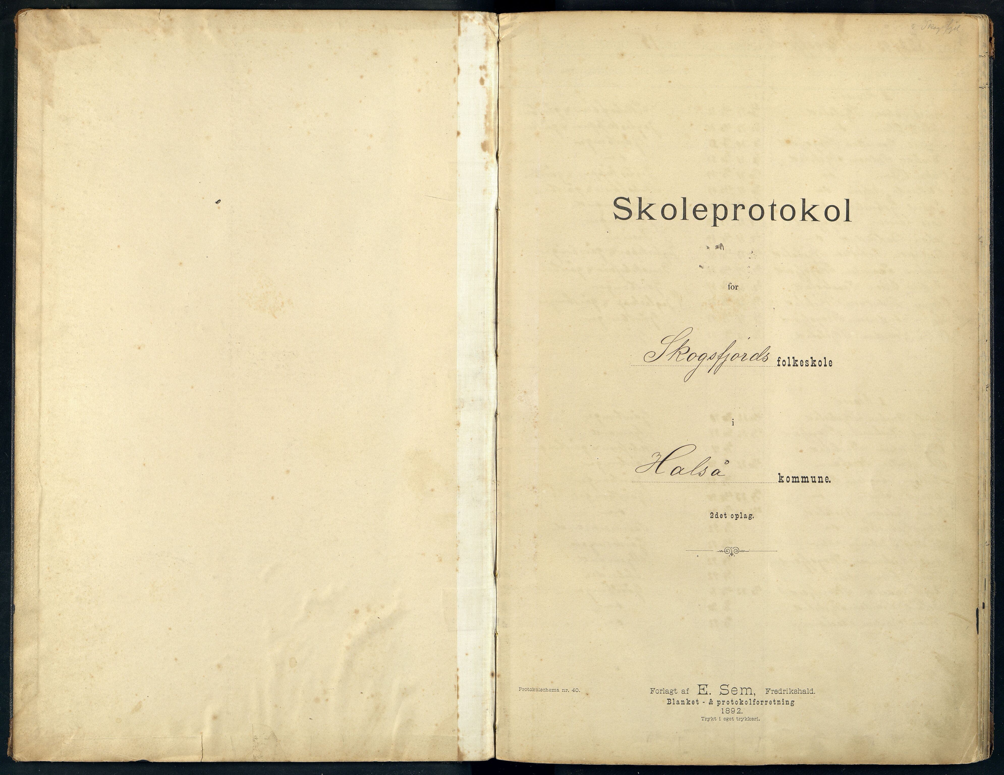 Halse og Harkmark kommune - Vestre Skogsfjord Skole, ARKSOR/1002HH554/H/L0004: Skoleprotokoll, 1892-1912