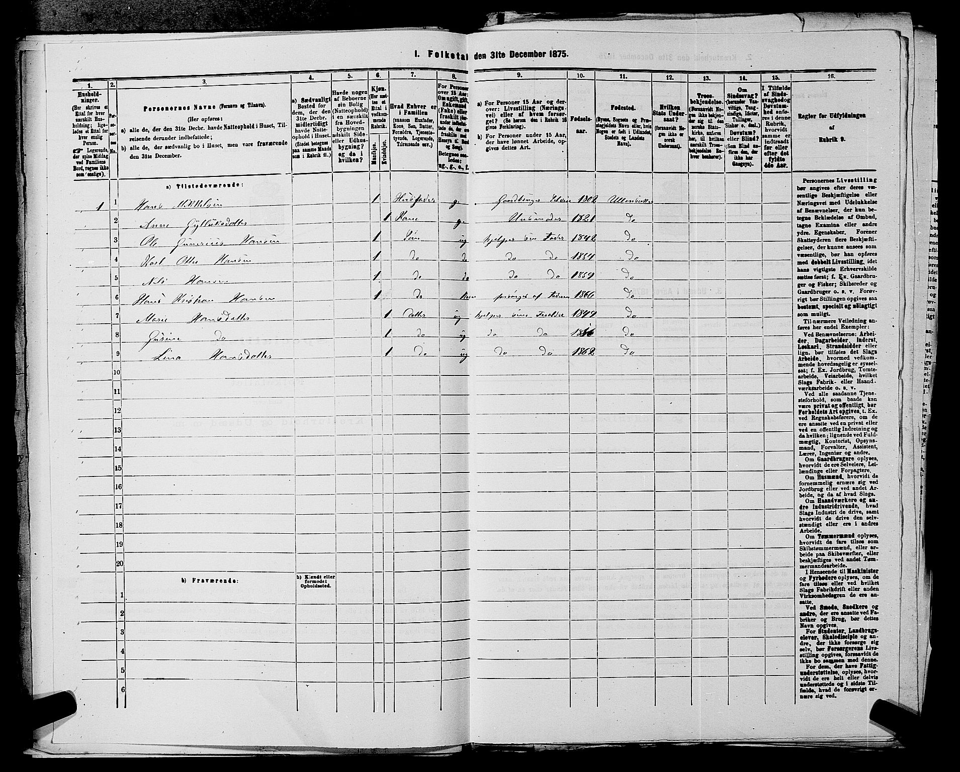 RA, 1875 census for 0235P Ullensaker, 1875, p. 293