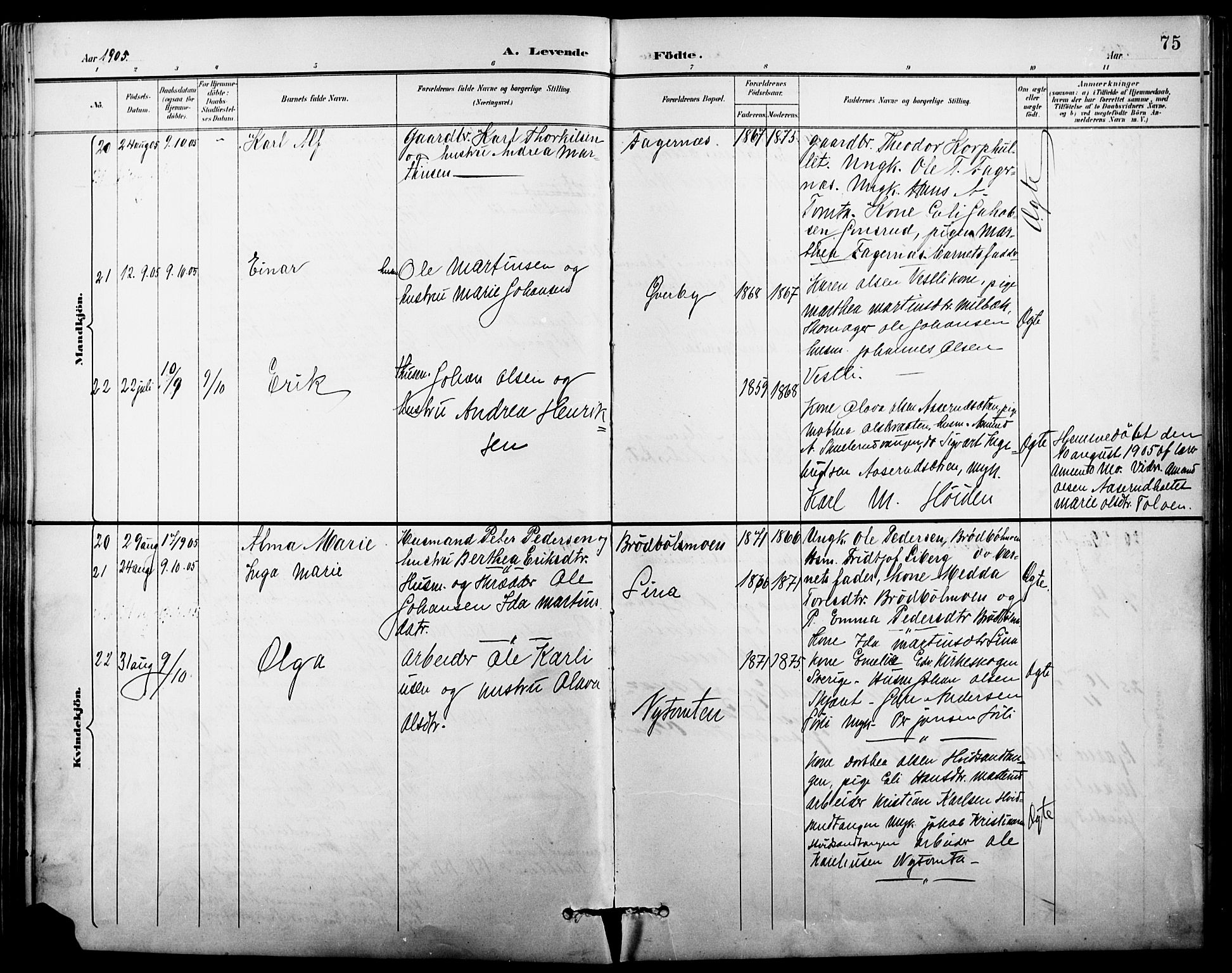 Vinger prestekontor, AV/SAH-PREST-024/H/Ha/Hab/L0004: Parish register (copy) no. 4, 1895-1920, p. 75