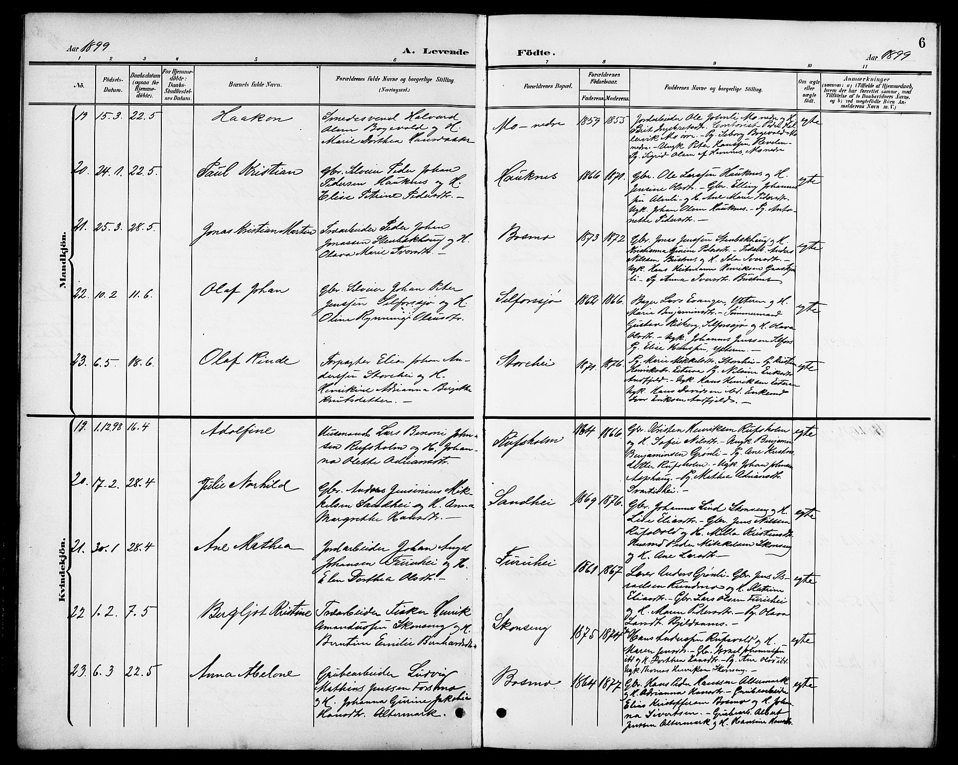Ministerialprotokoller, klokkerbøker og fødselsregistre - Nordland, SAT/A-1459/827/L0422: Parish register (copy) no. 827C11, 1899-1912, p. 6