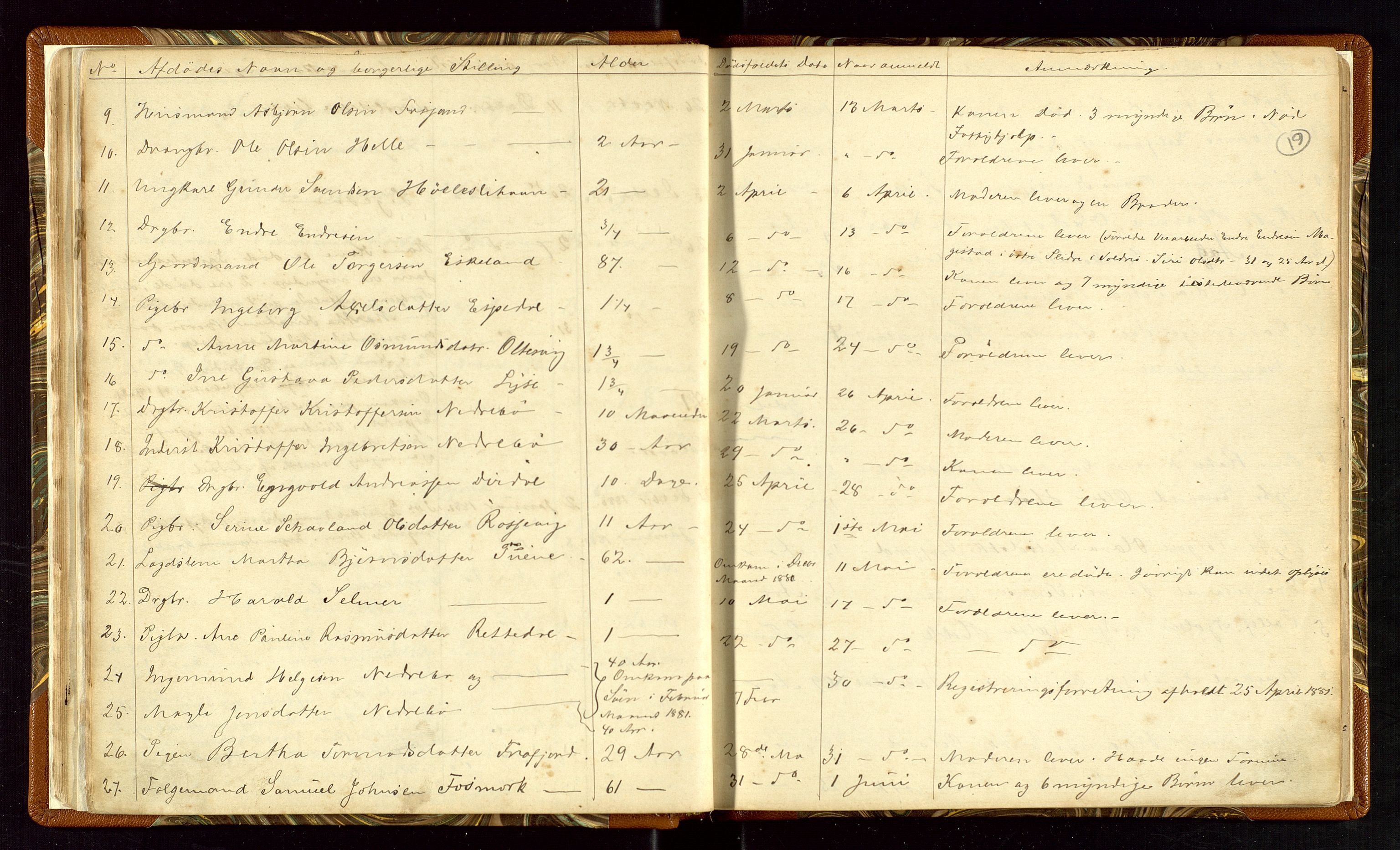 Høle og Forsand lensmannskontor, AV/SAST-A-100127/Gga/L0001: "Fortegnelse over Afdøde i Høle Thinglag fra 1ste Juli 1875 til ", 1875-1902, p. 19