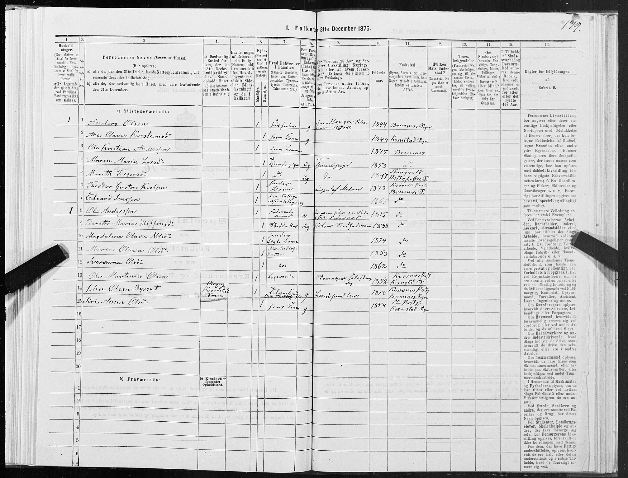 SAT, 1875 census for 1553P Kvernes, 1875, p. 5179