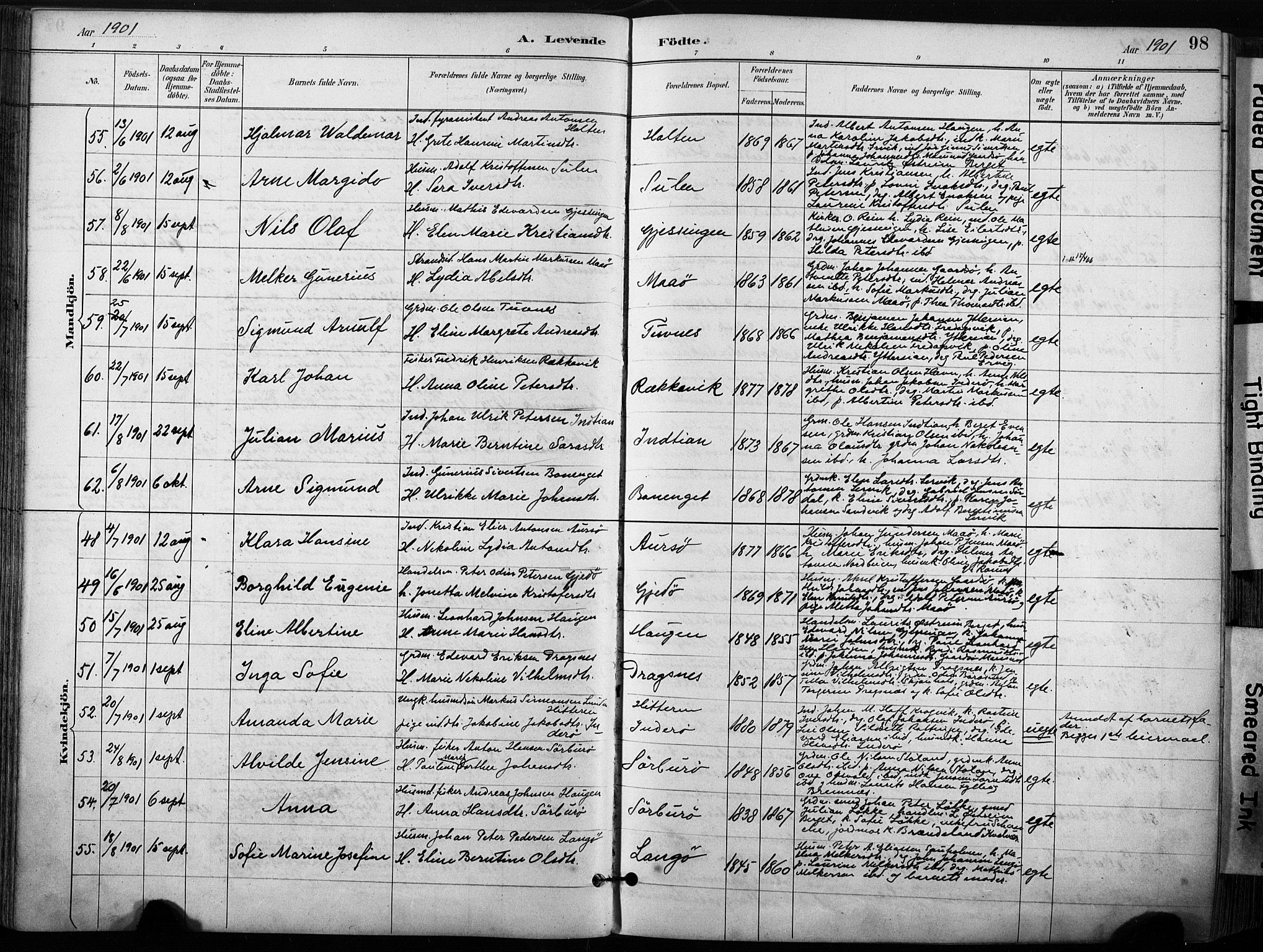 Ministerialprotokoller, klokkerbøker og fødselsregistre - Sør-Trøndelag, AV/SAT-A-1456/640/L0579: Parish register (official) no. 640A04, 1889-1902, p. 98