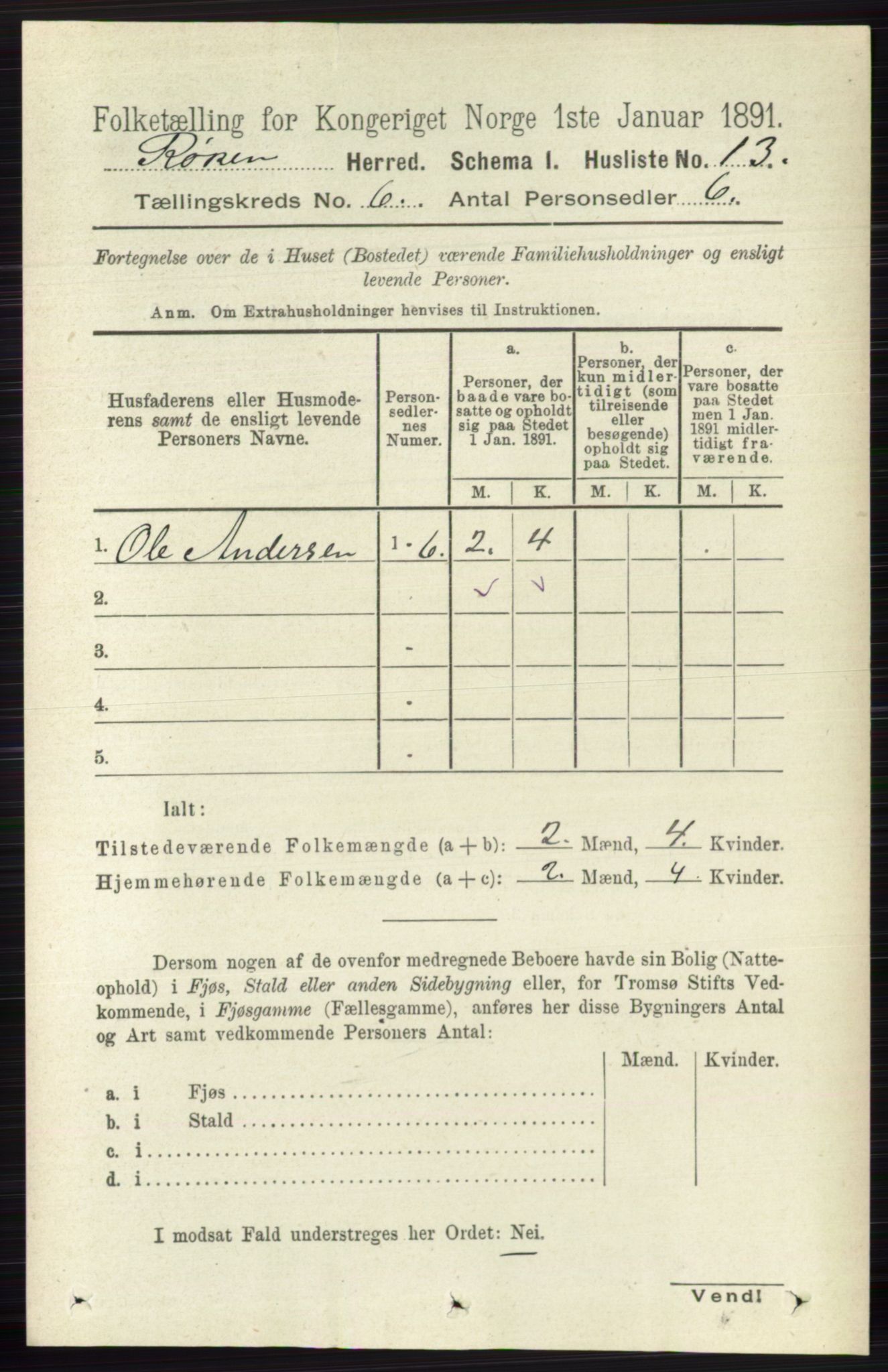 RA, 1891 census for 0627 Røyken, 1891, p. 3555