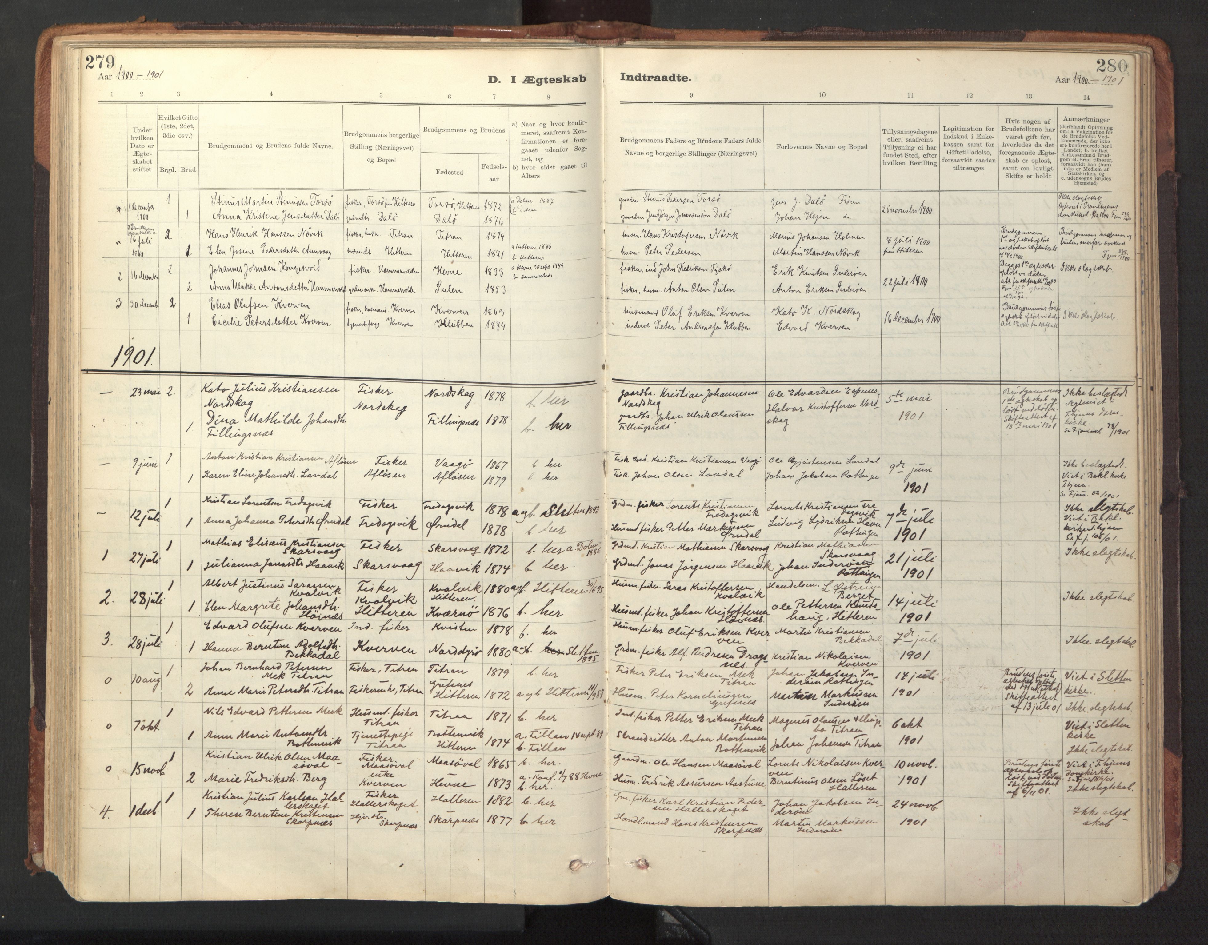 Ministerialprotokoller, klokkerbøker og fødselsregistre - Sør-Trøndelag, SAT/A-1456/641/L0596: Parish register (official) no. 641A02, 1898-1915, p. 279-280