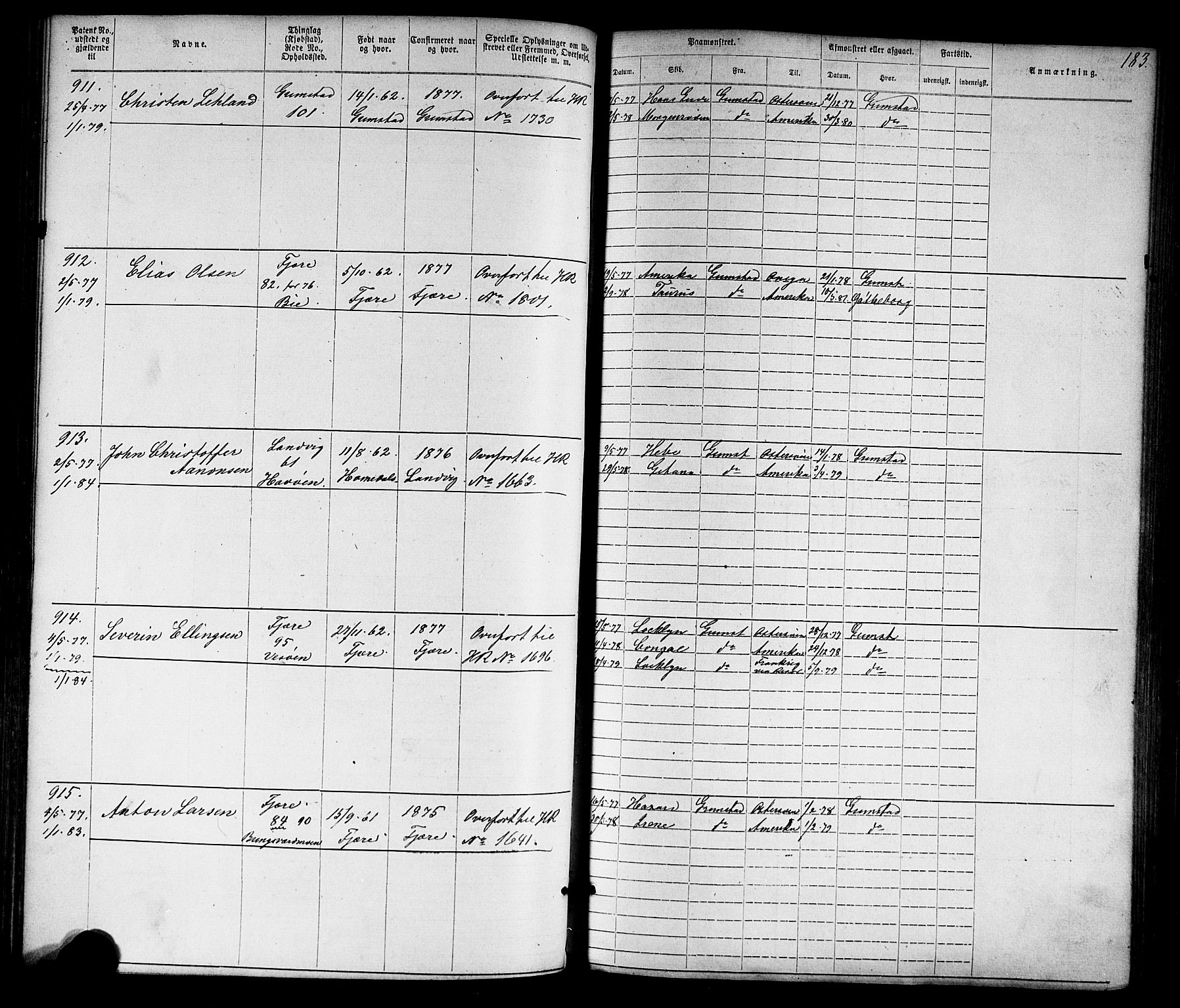 Grimstad mønstringskrets, AV/SAK-2031-0013/F/Fa/L0005: Annotasjonsrulle nr 1-1910 med register, V-18, 1870-1892, p. 213